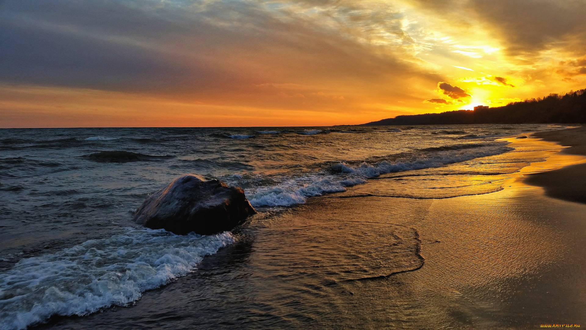 природа, побережье, рассвет