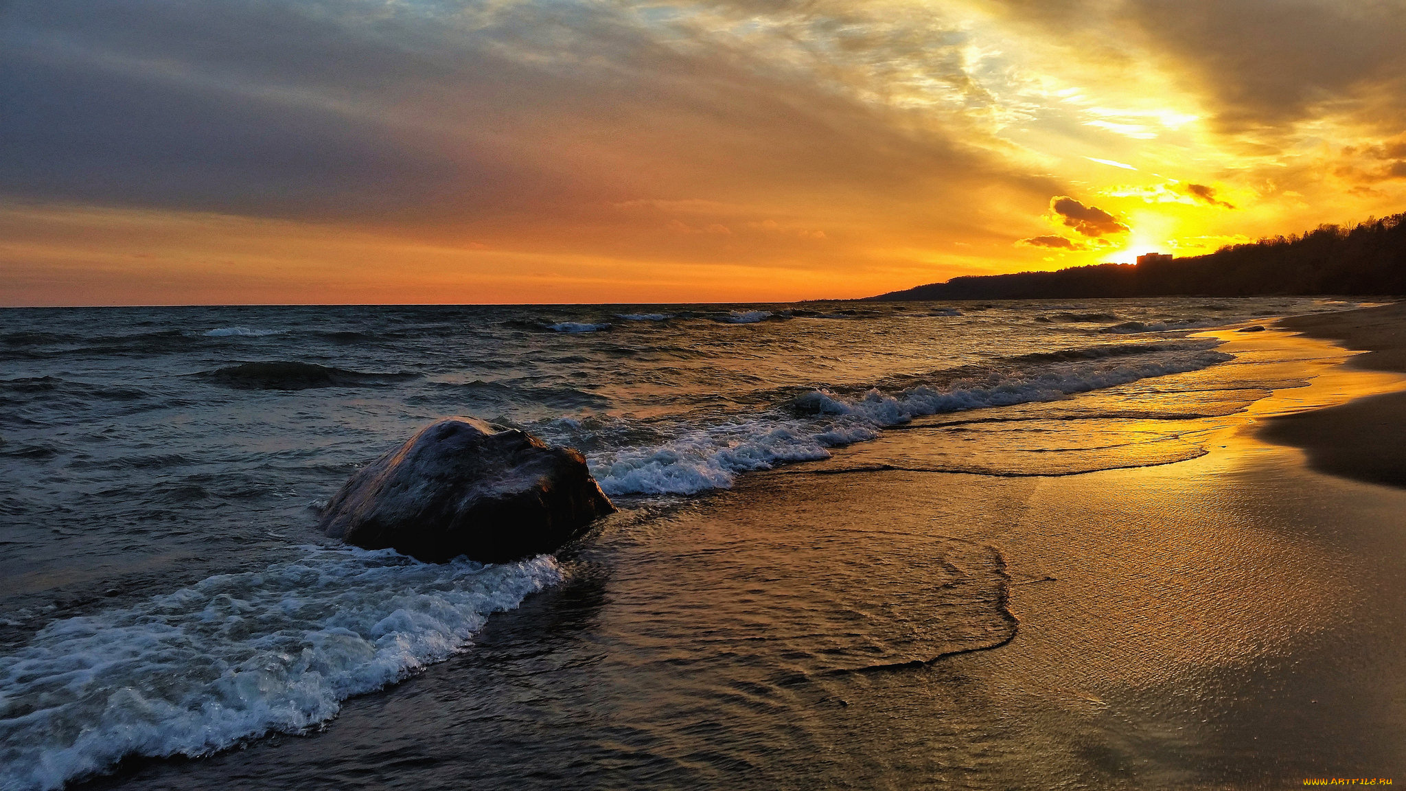 природа, побережье, рассвет