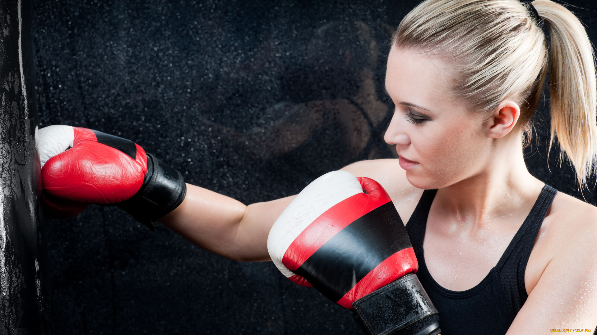 бокс, спорт, перчатки, девушка, тренировка
