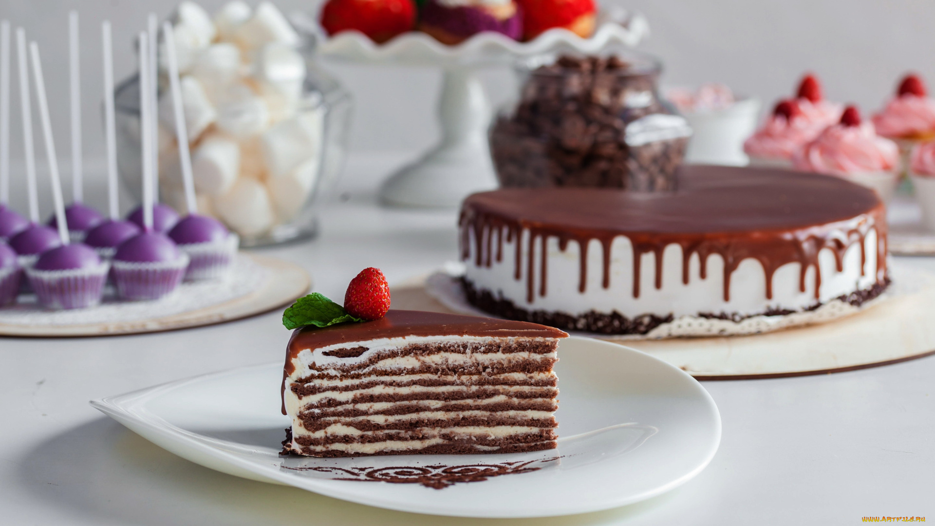 еда, торты, торт, шоколадный