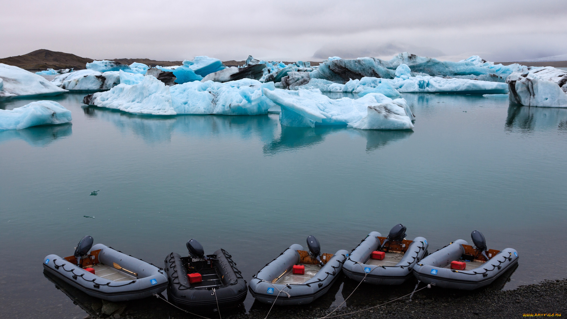 корабли, моторные, лодки, исландия, лагуна, залив, лодки, лёд, берег, море