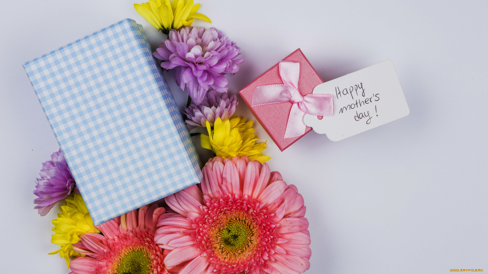 праздничные, день, матери, герберы, подарки, надпись