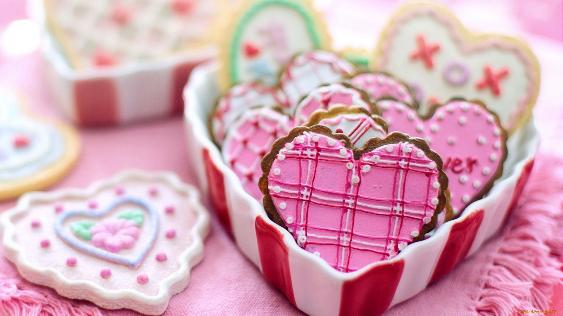 праздничные, день, святого, валентина, , сердечки, , любовь, печенье