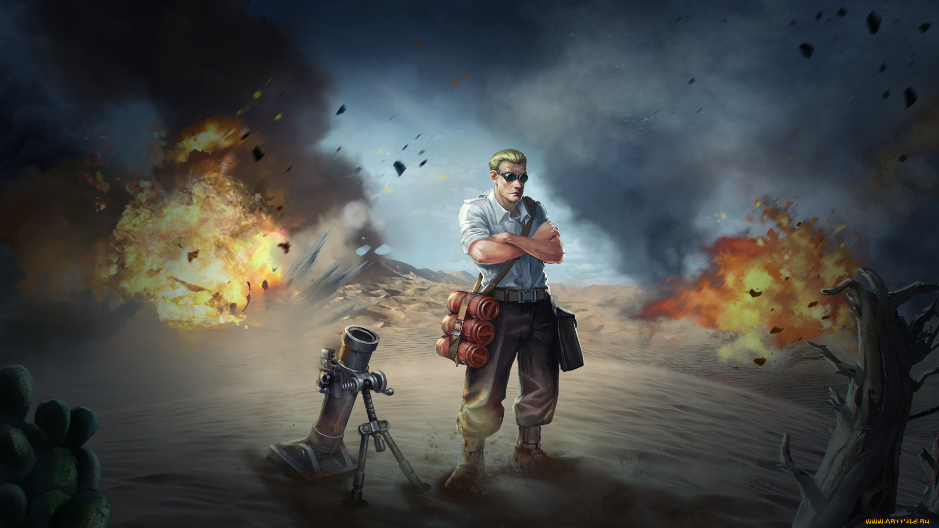 видео, игры, battalion, wars, миномет, фон, мужчина