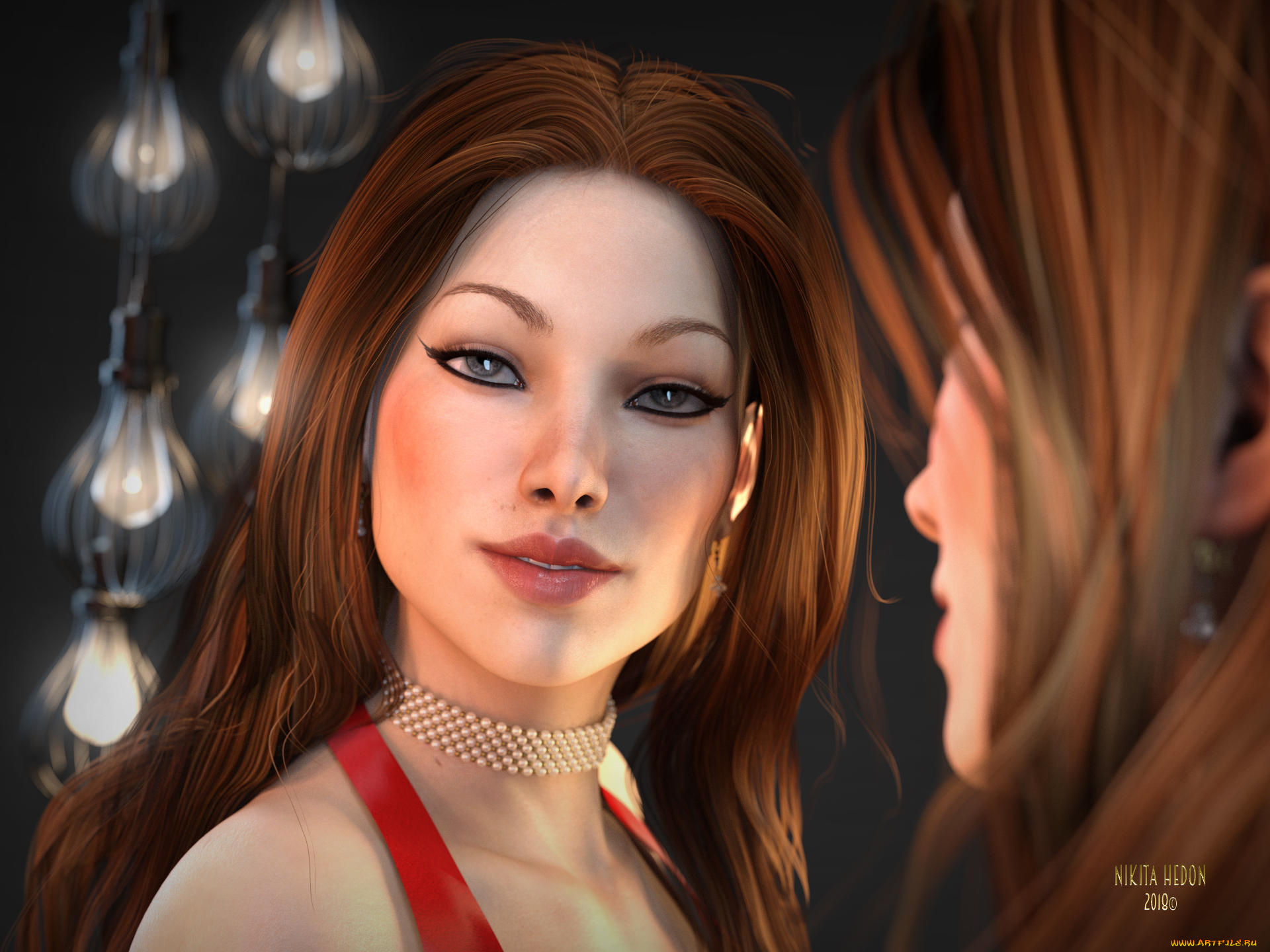 3д, графика, портрет, , portraits, девушка, взгляд, фон