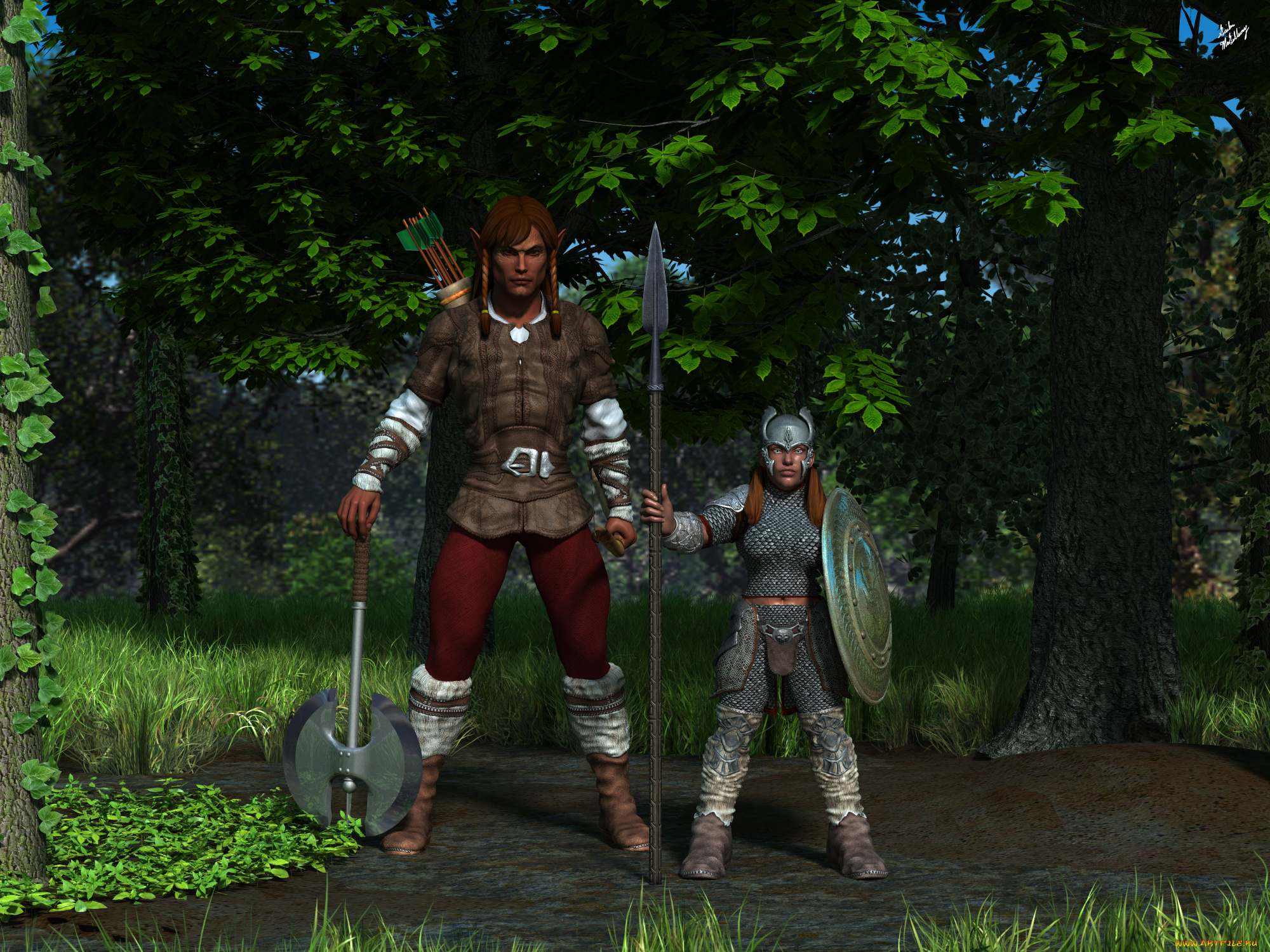 3д, графика, эльфы, , elves, эльф, взгляд, фон