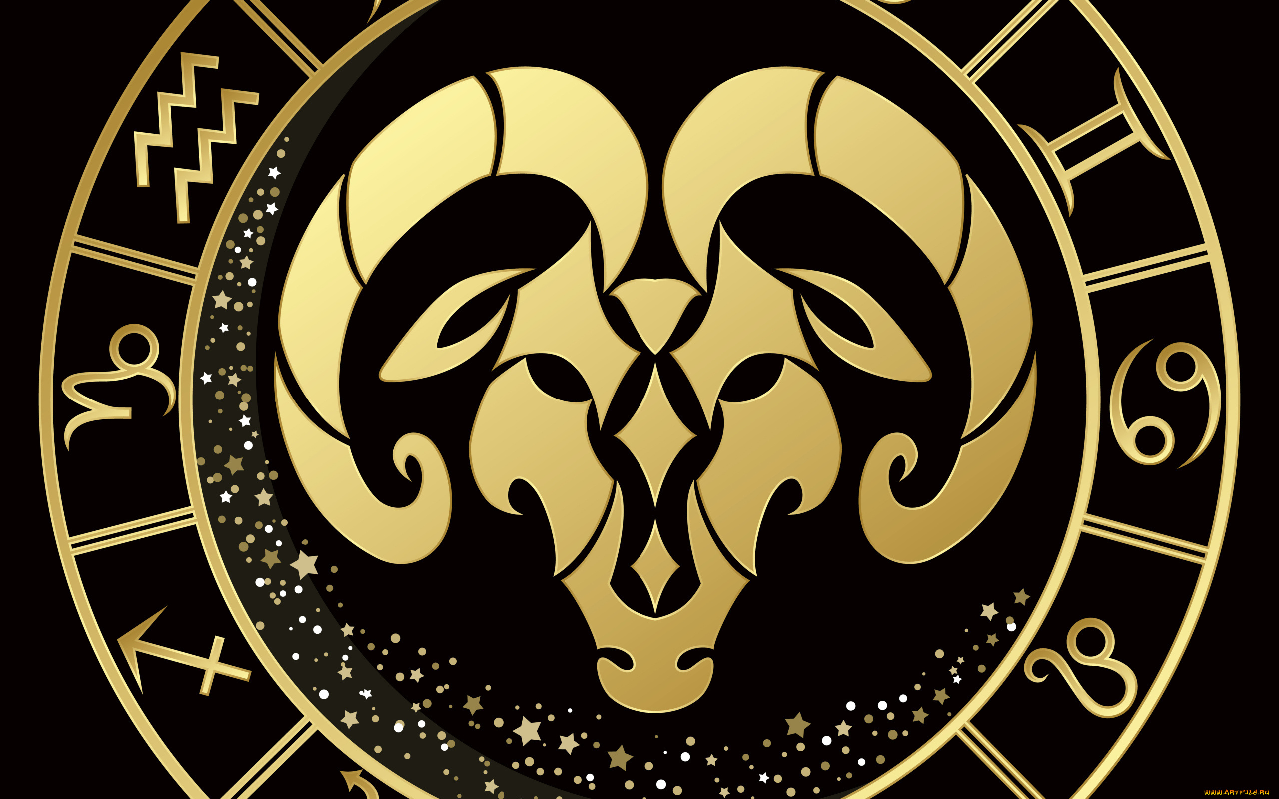 разное, знаки, зодиака, на, черном, фоне, овен