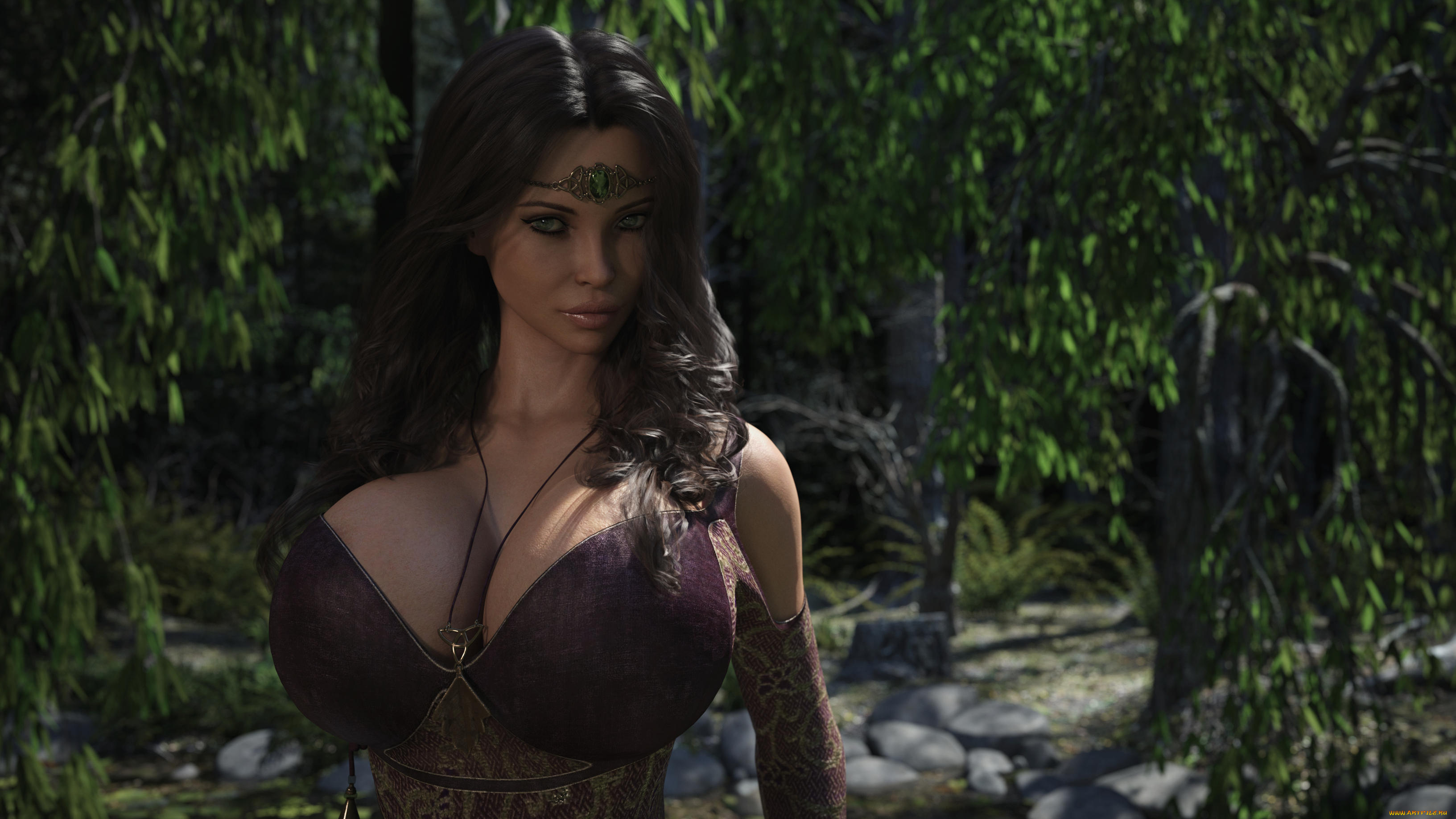 3д, графика, фантазия, , fantasy, фон, взгляд, девушка