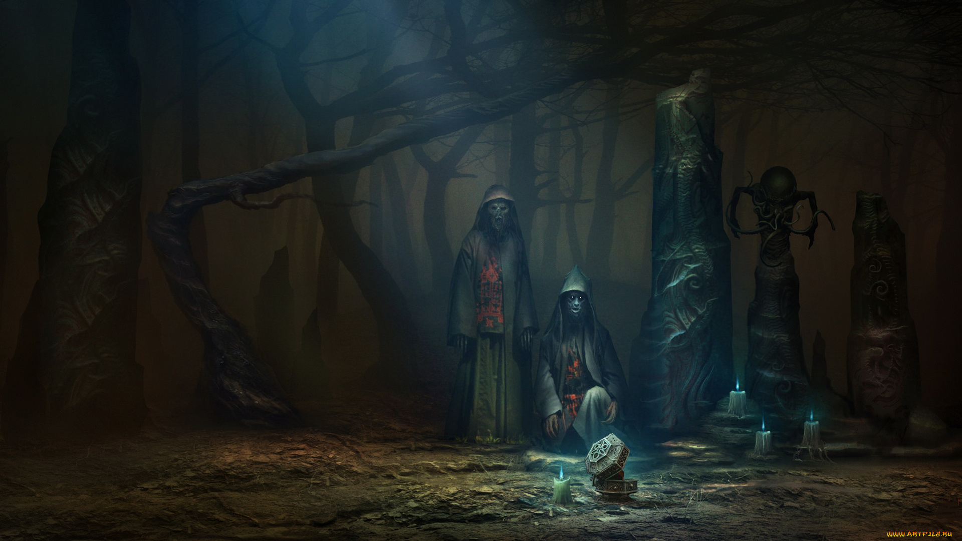 фэнтези, существа, фон, взгляд, свеча