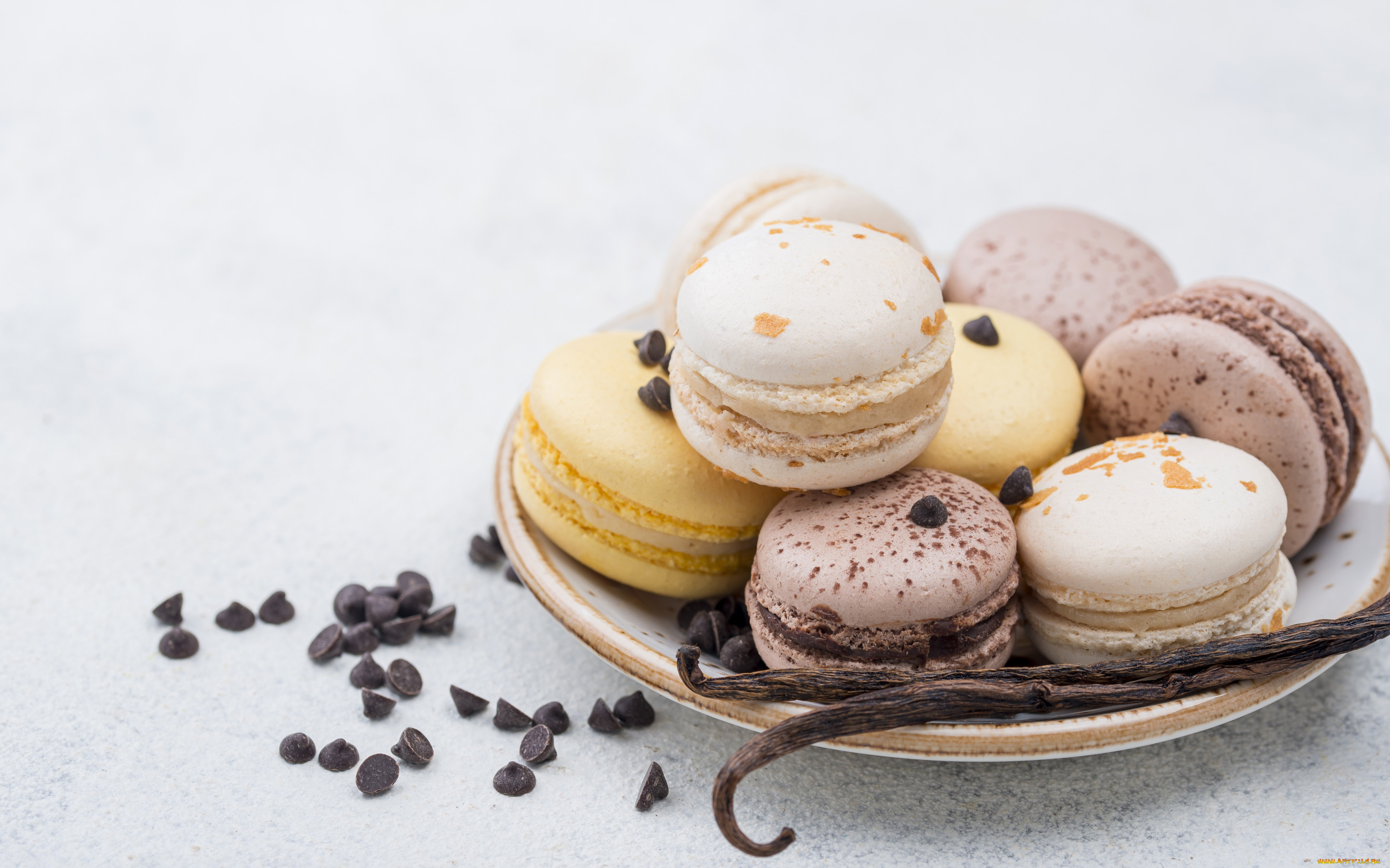 еда, макаруны, печенье, пирожное, ваниль, macaron