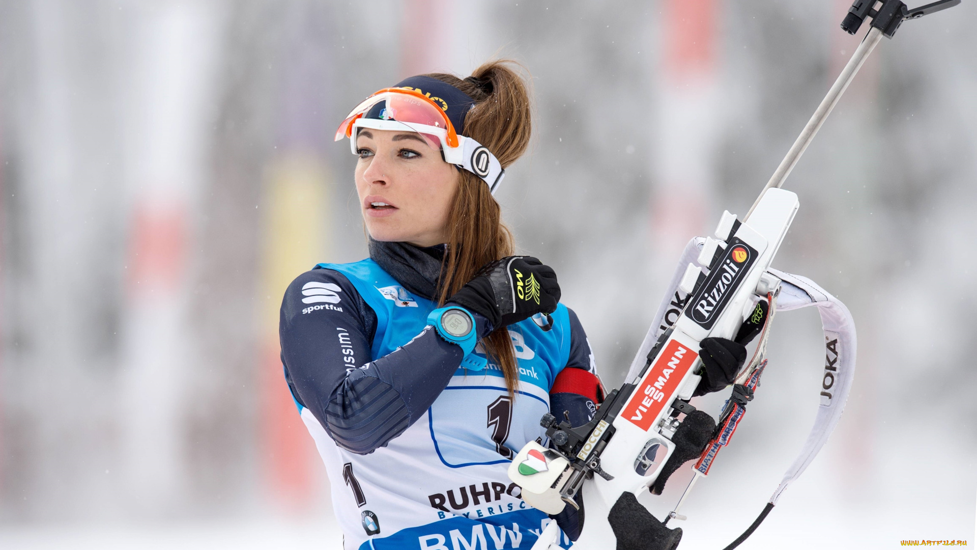 биатлон, спорт, девушка, винтовка