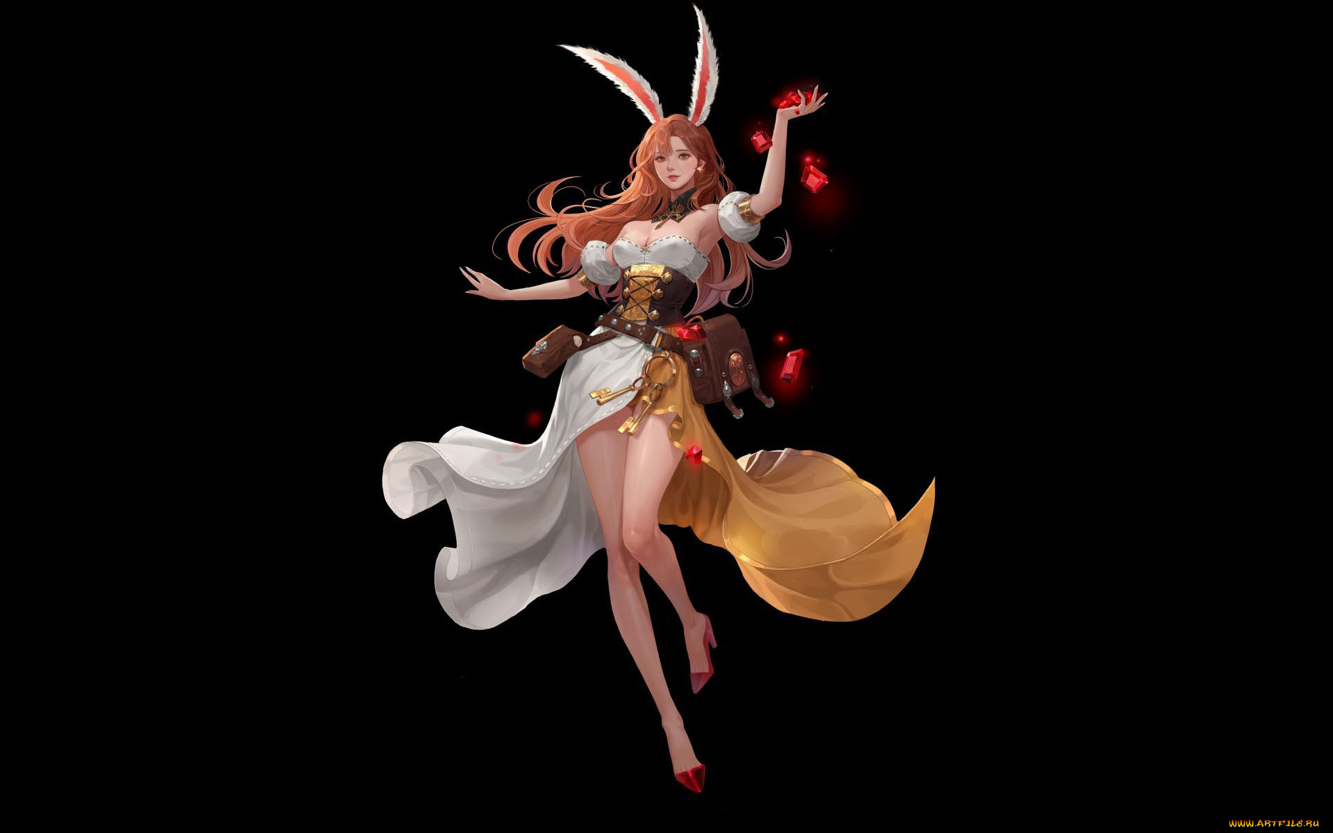 аниме, животные, , существа, девушка, ушки, магия