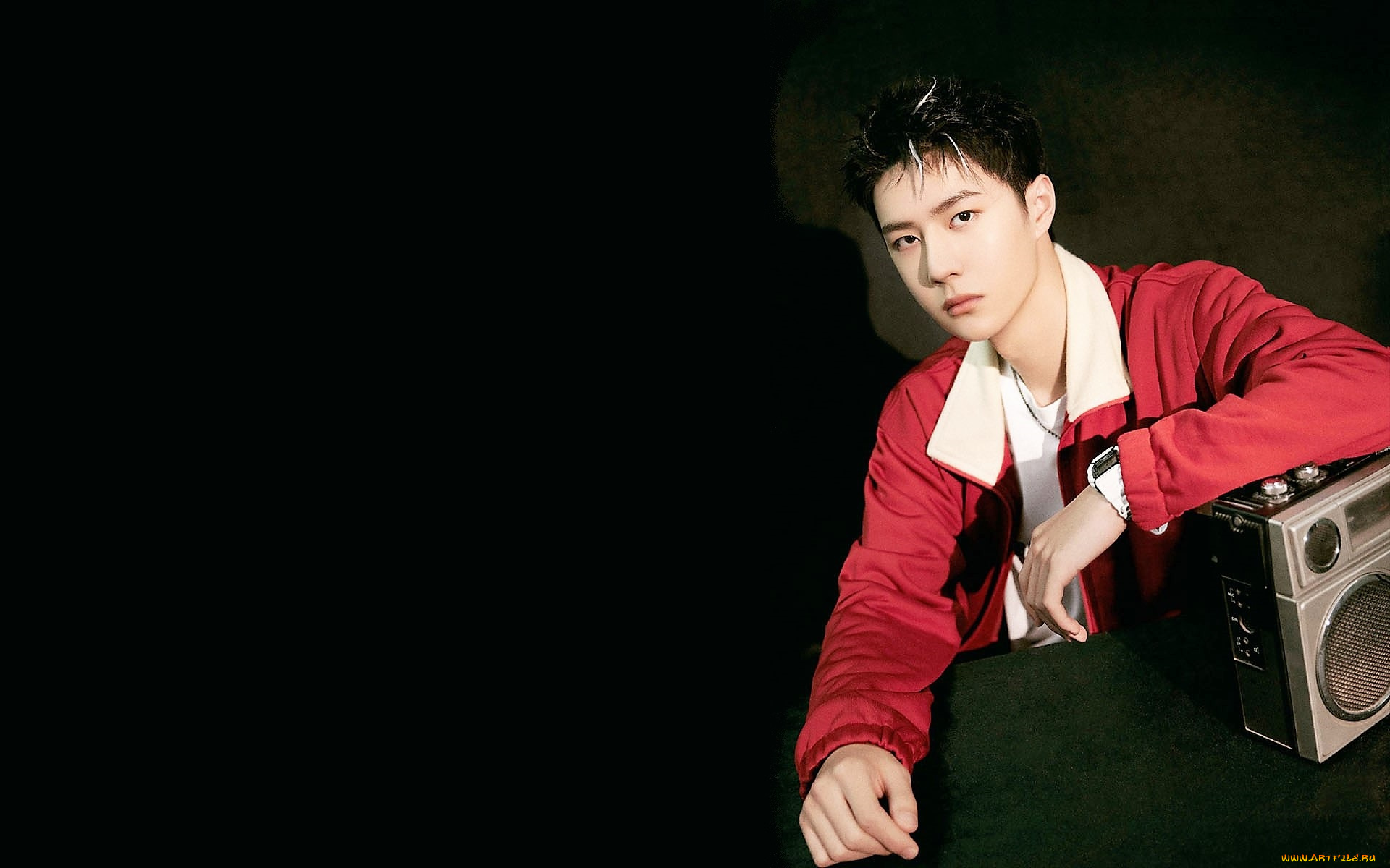 мужчины, wang, yi, bo, куртка, часы, магнитофон