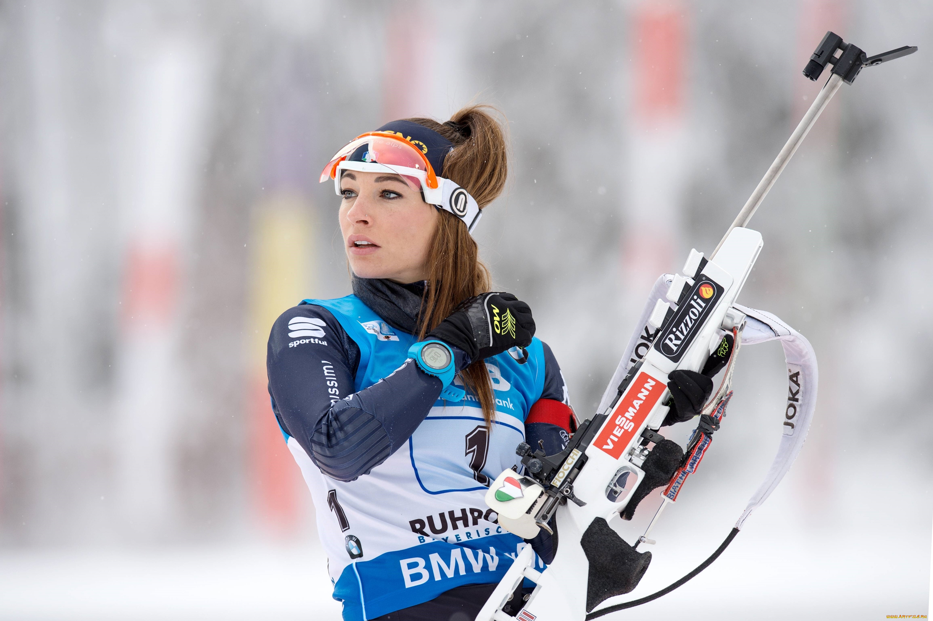 биатлон, спорт, девушка, винтовка