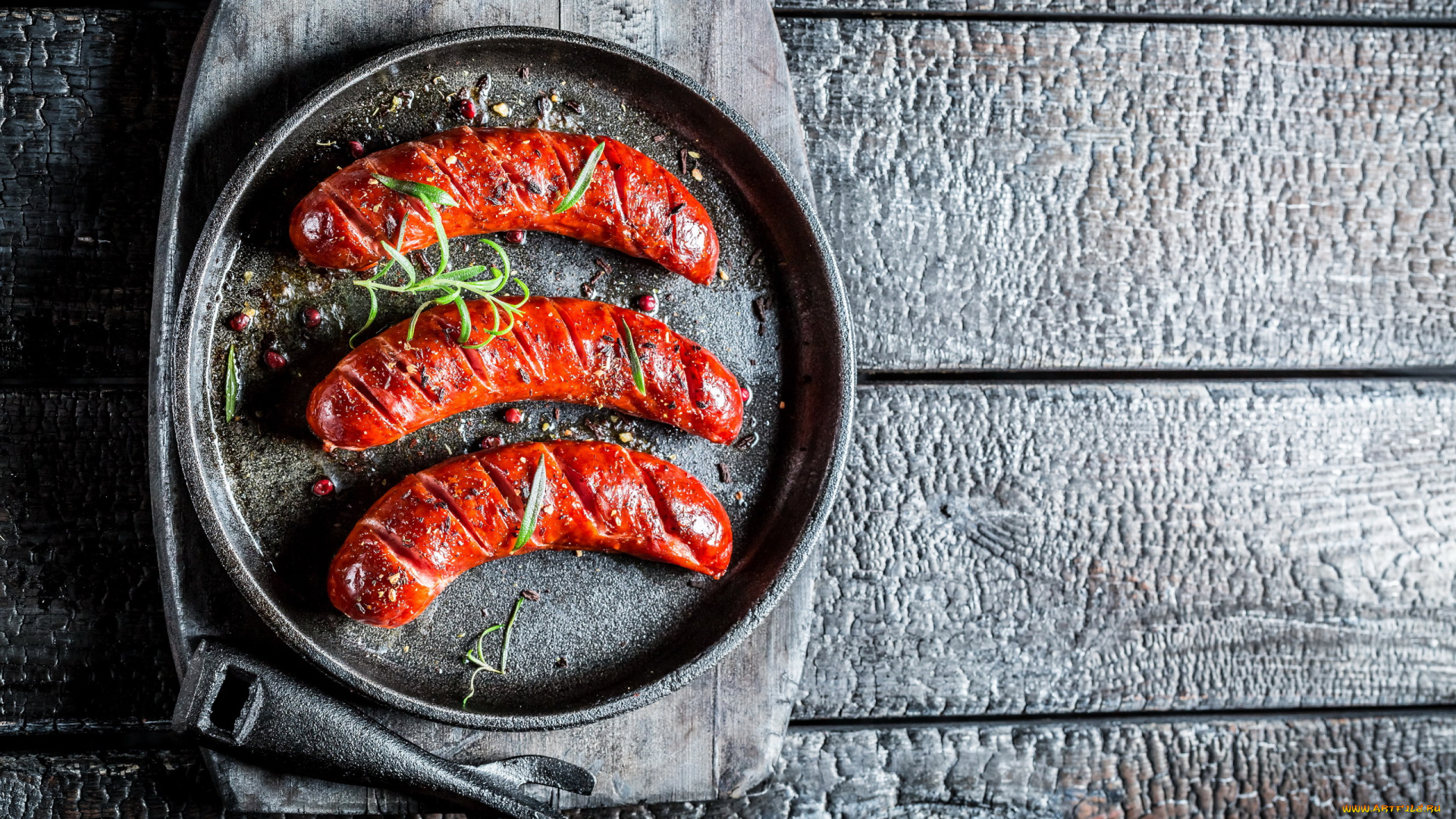 еда, колбасные, изделия, жареные, колбаски, розмарин