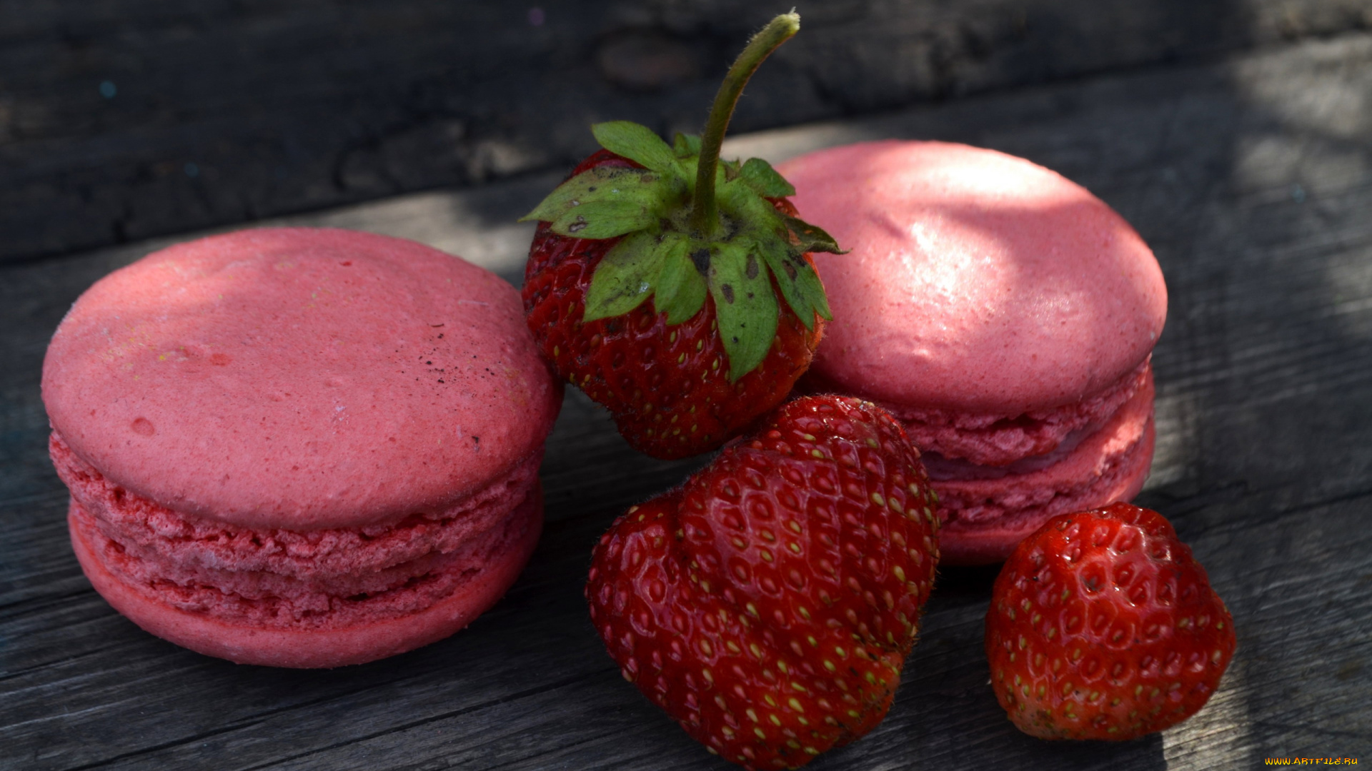 еда, макаруны, лакомство, печенье, клубника