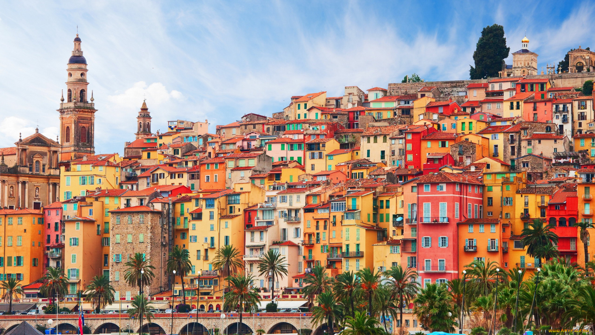 menton, french, riviera, france, города, -, панорамы, french, riviera