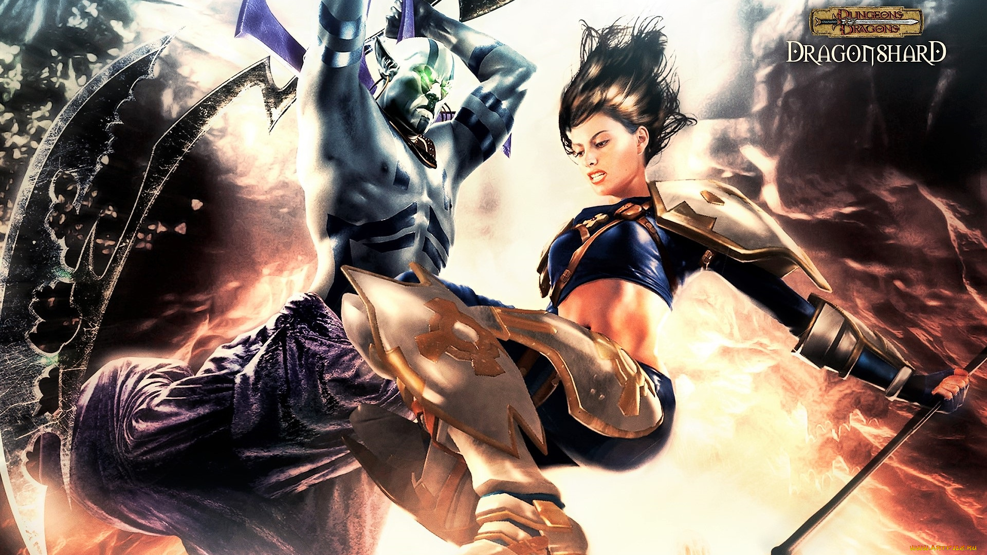 видео, игры, dragonshard, девушка, демон, поединок