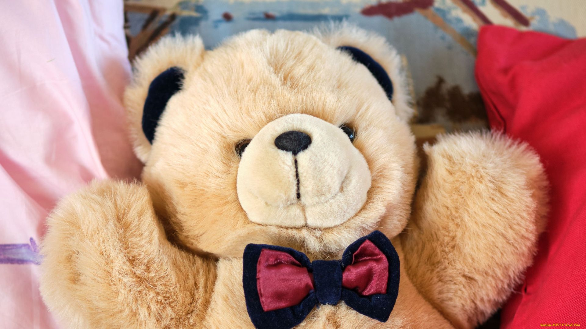 разное, игрушки, плюшевый, медвежонок, бант