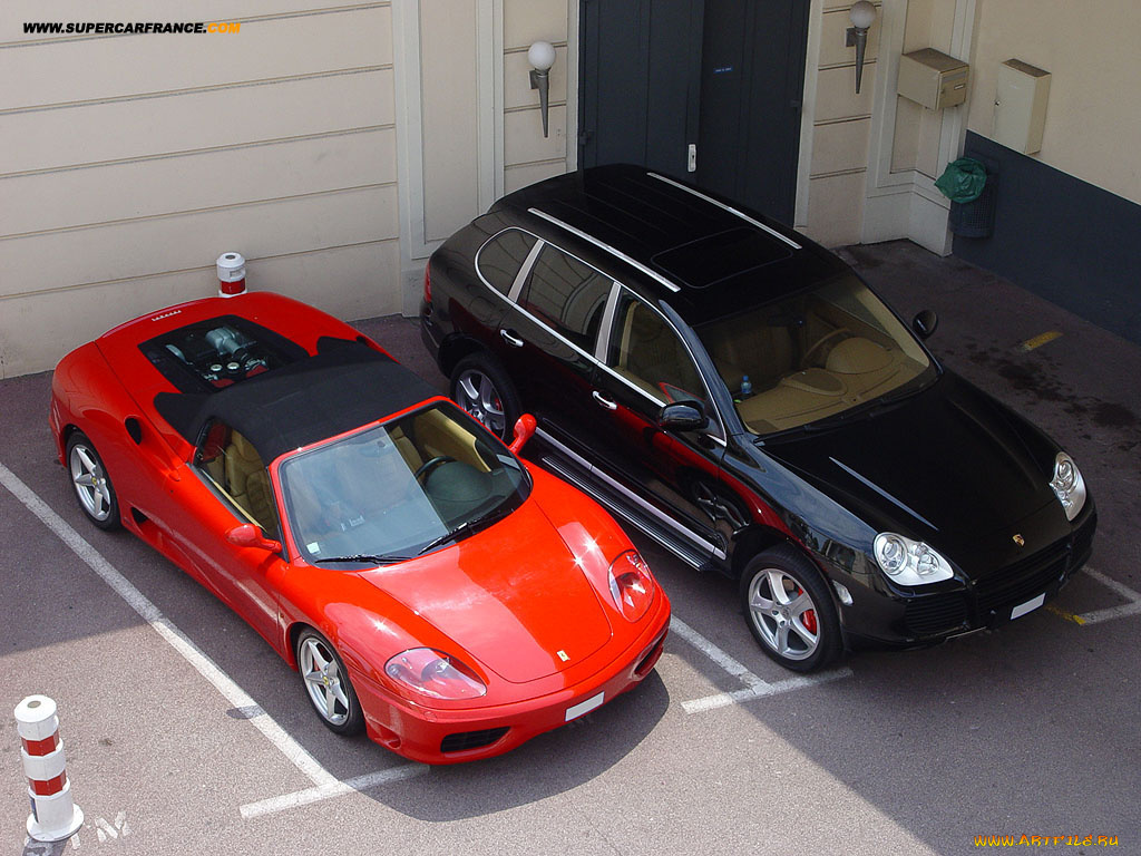 ferrari, porsche, caynne, автомобили, разные, вместе