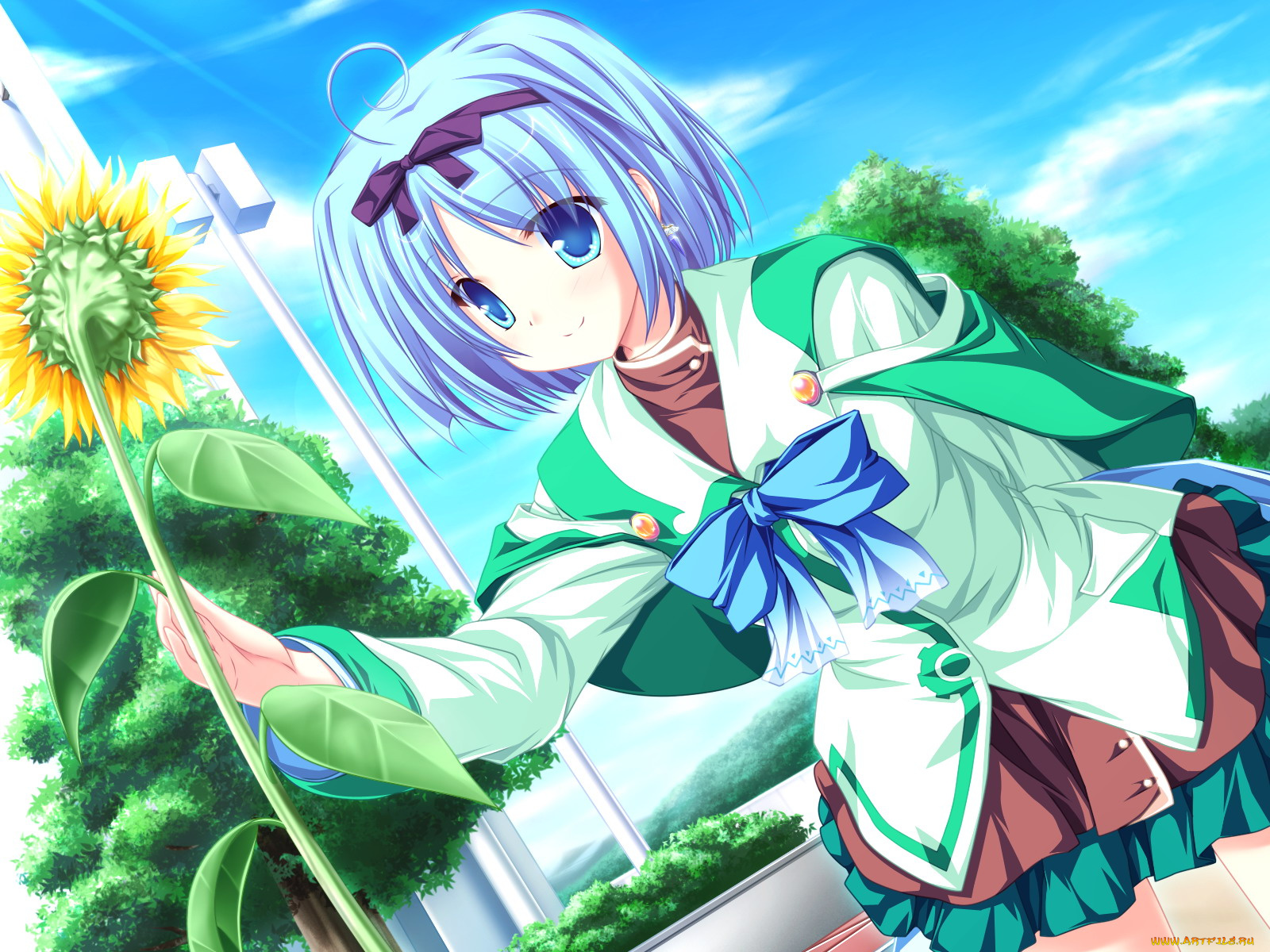 аниме, magus, tale, подсолнух, девушка, школьная, форма