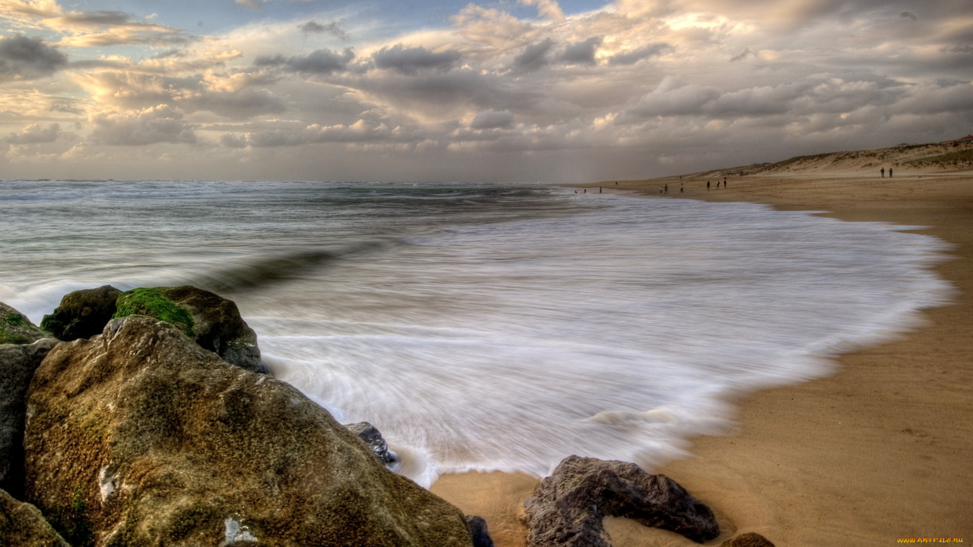 природа, побережье, море, берег, волны, песок, камни, лето