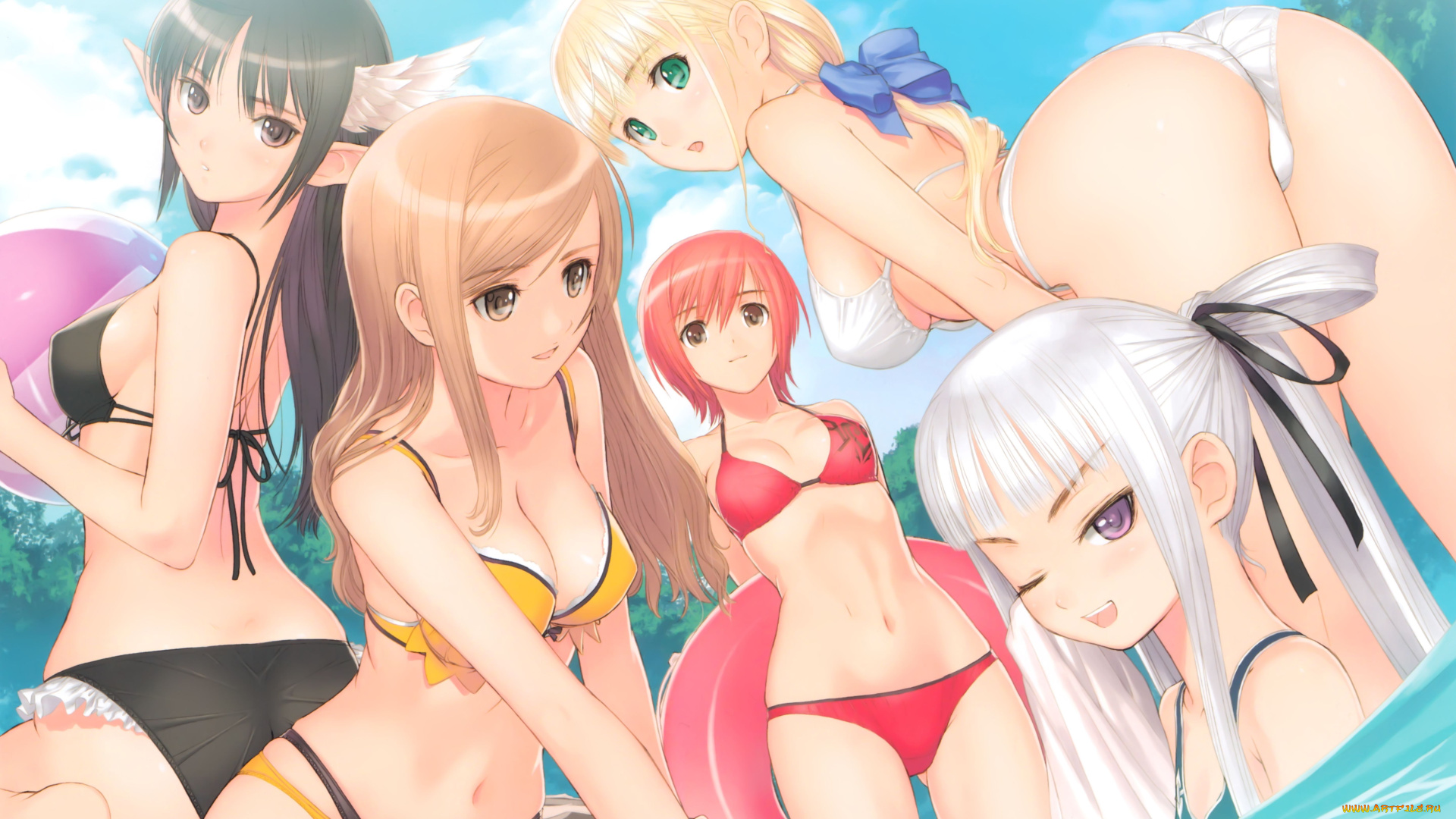 tony, taka, аниме, shining, tears, wind, бикини, девочки