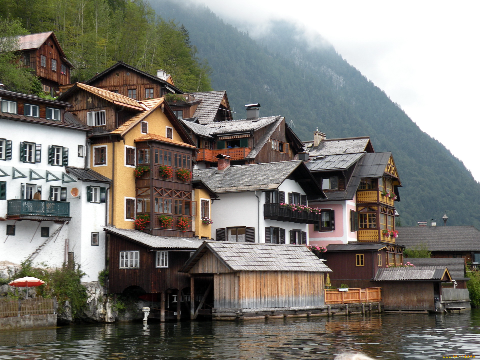 города, здания, дома, австрия, hallstatt