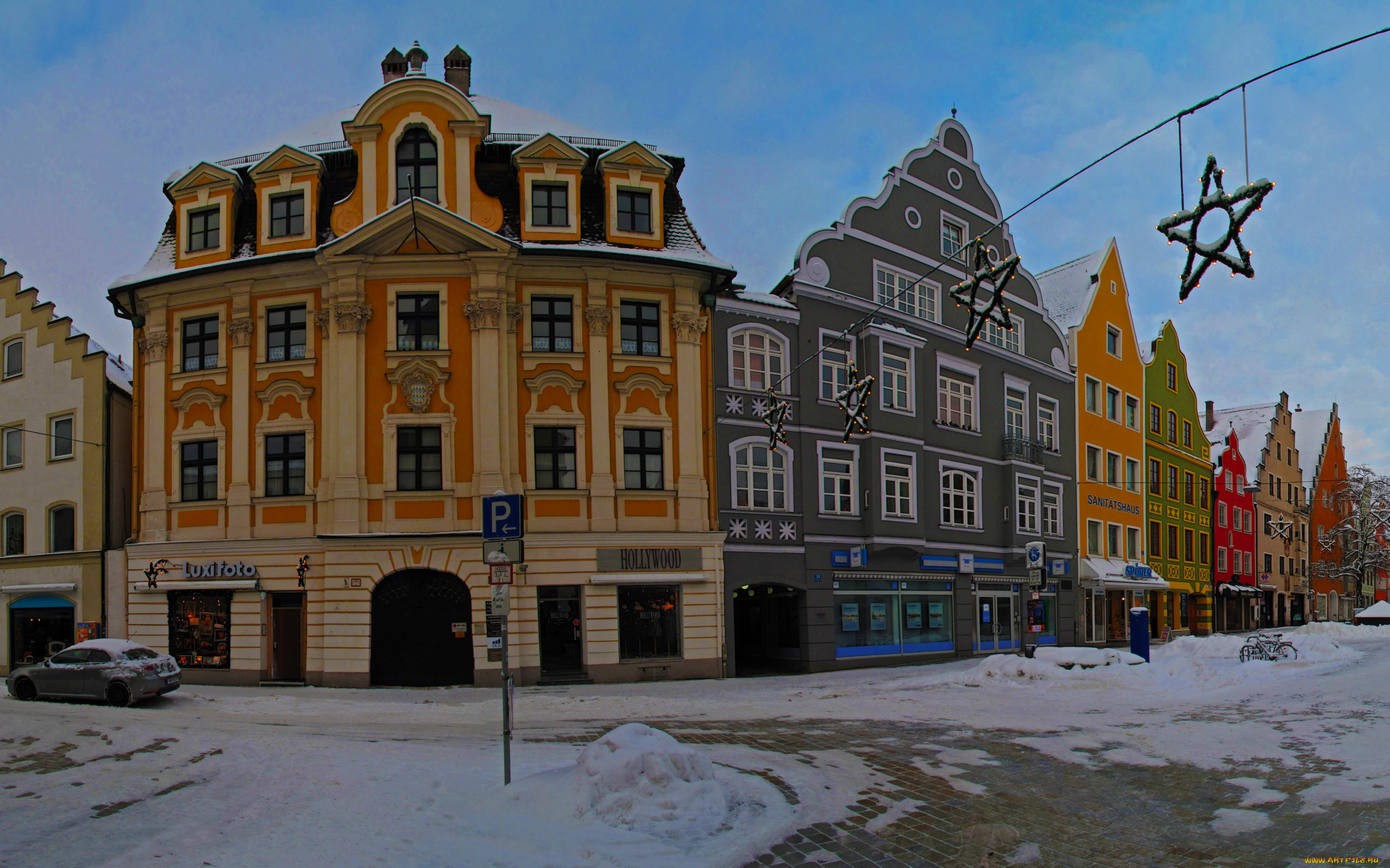 города, здания, дома, ингольштадт, бавария, германия