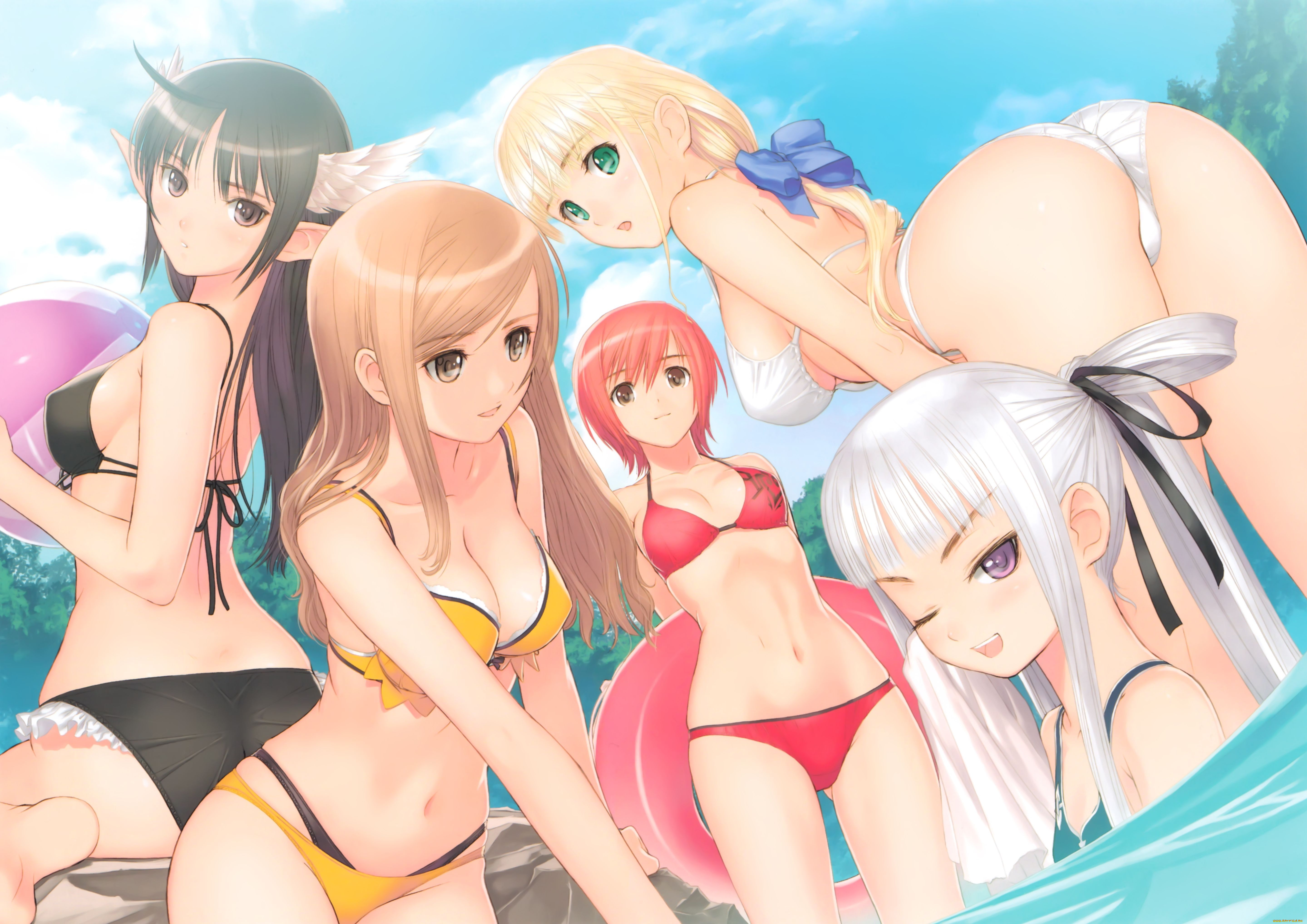 tony, taka, аниме, shining, tears, wind, бикини, девочки