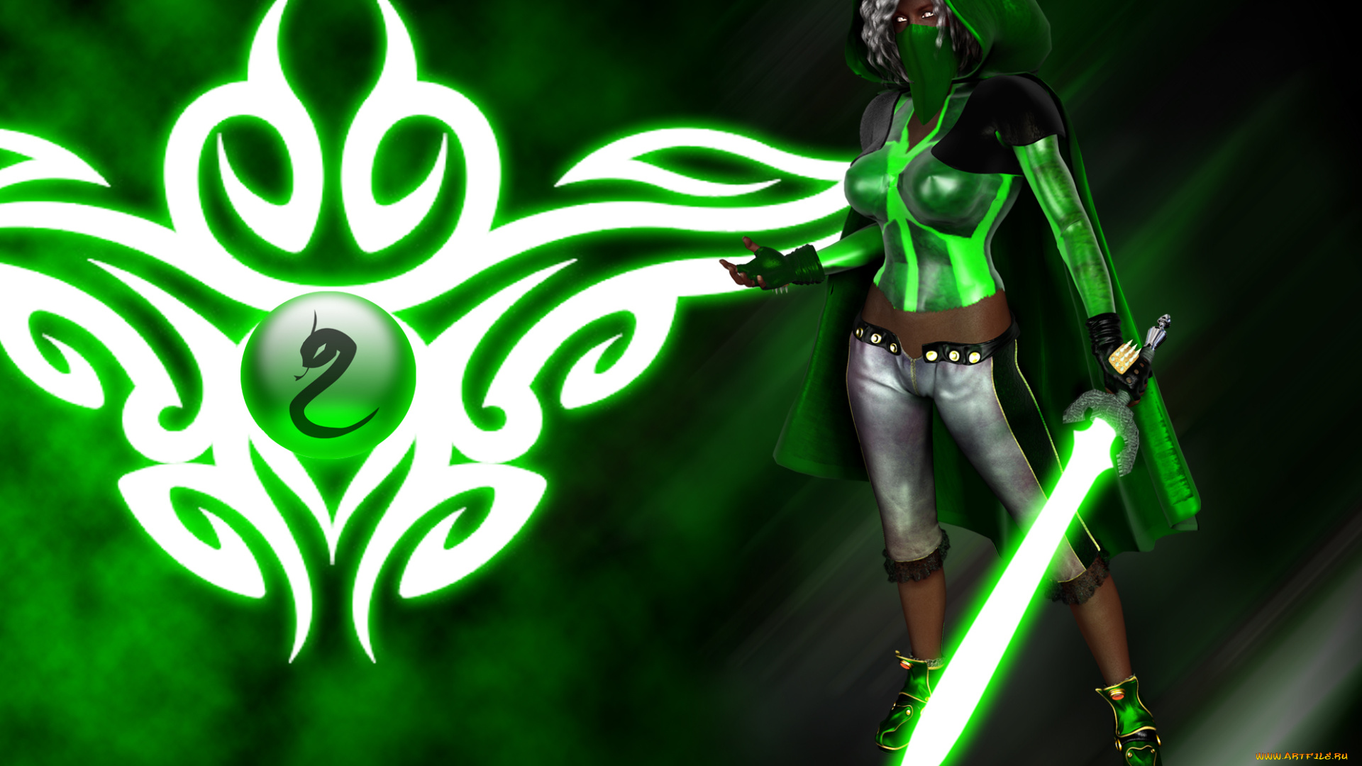 3д, графика, creatures, существа, девушка, меч