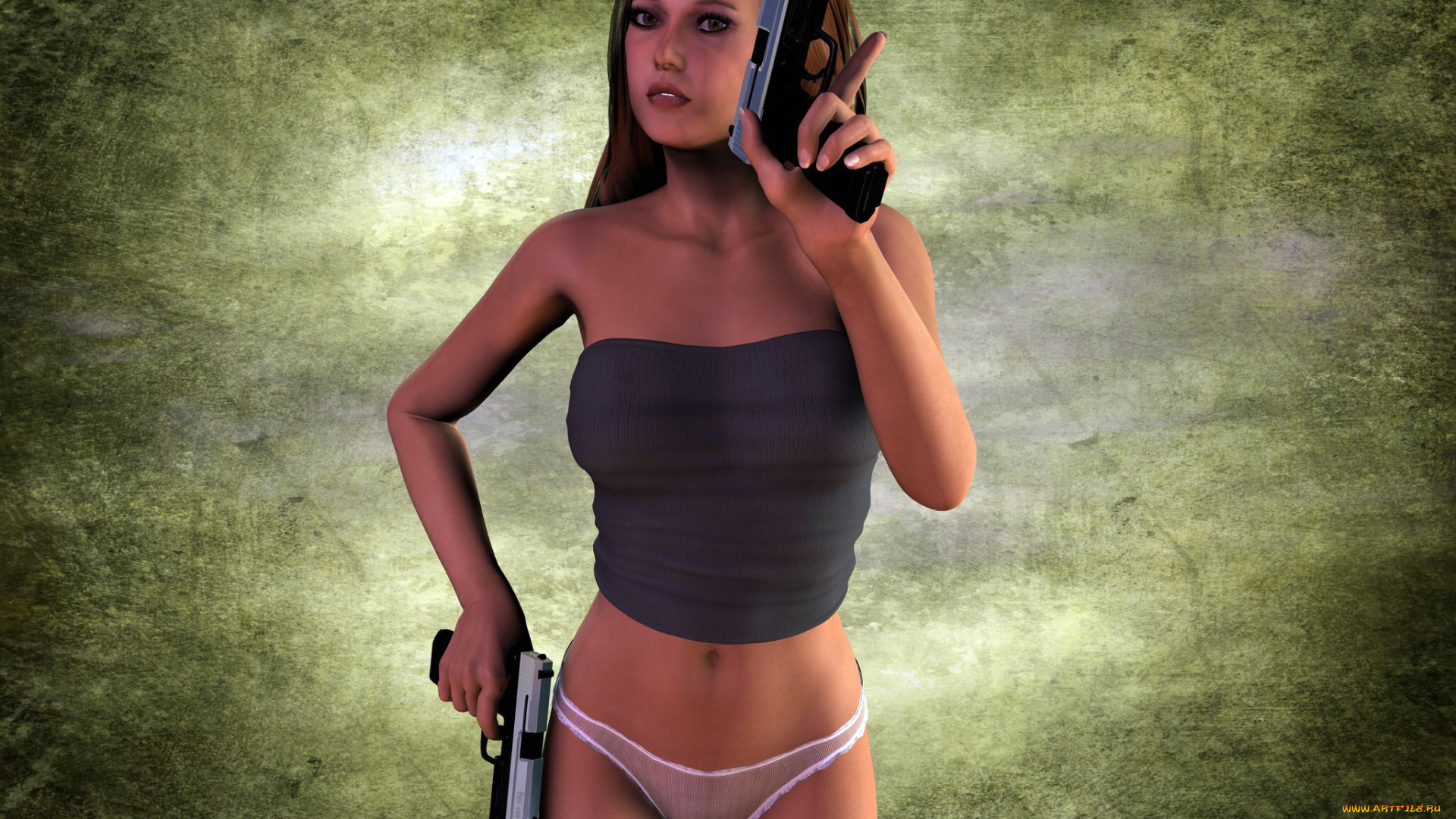 3д, графика, people, люди, девушка, оружие