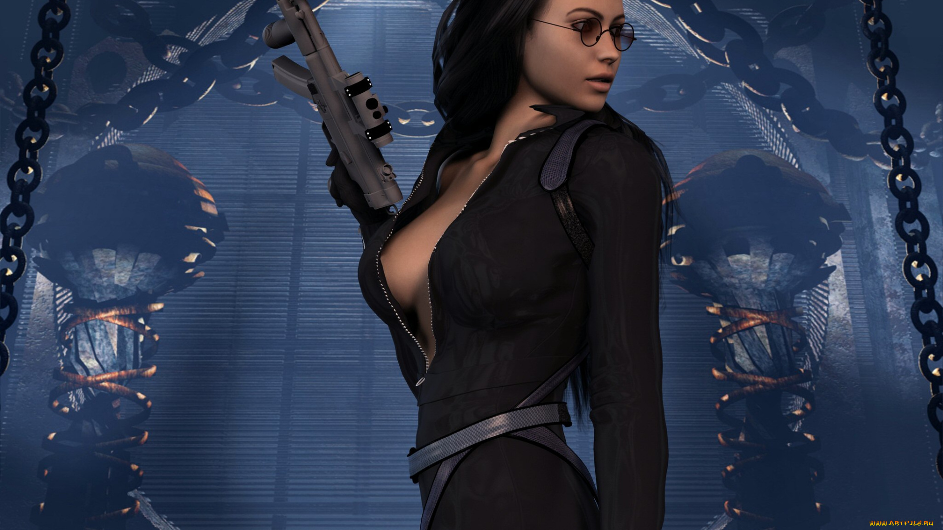 3д, графика, people, люди, девушка, оружие