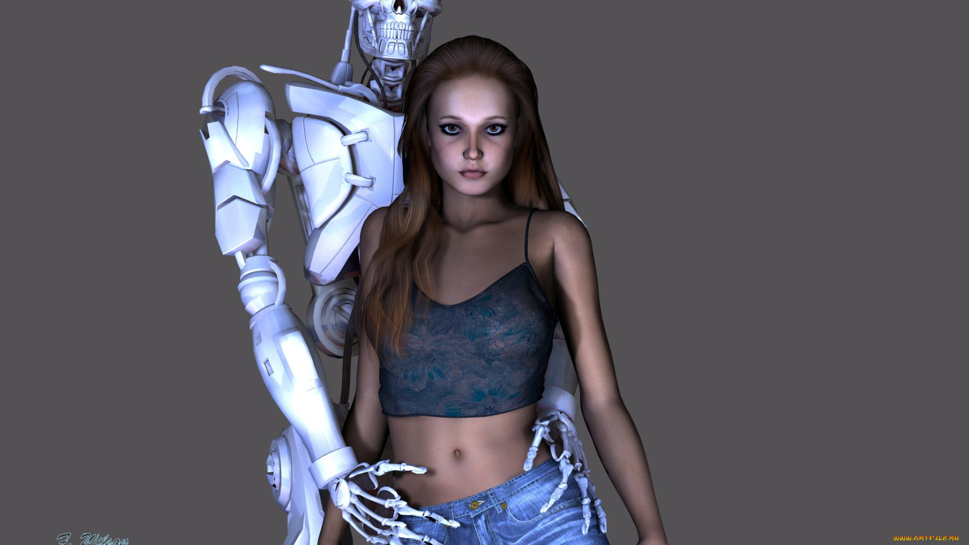 3д, графика, people, люди, робот, девушка