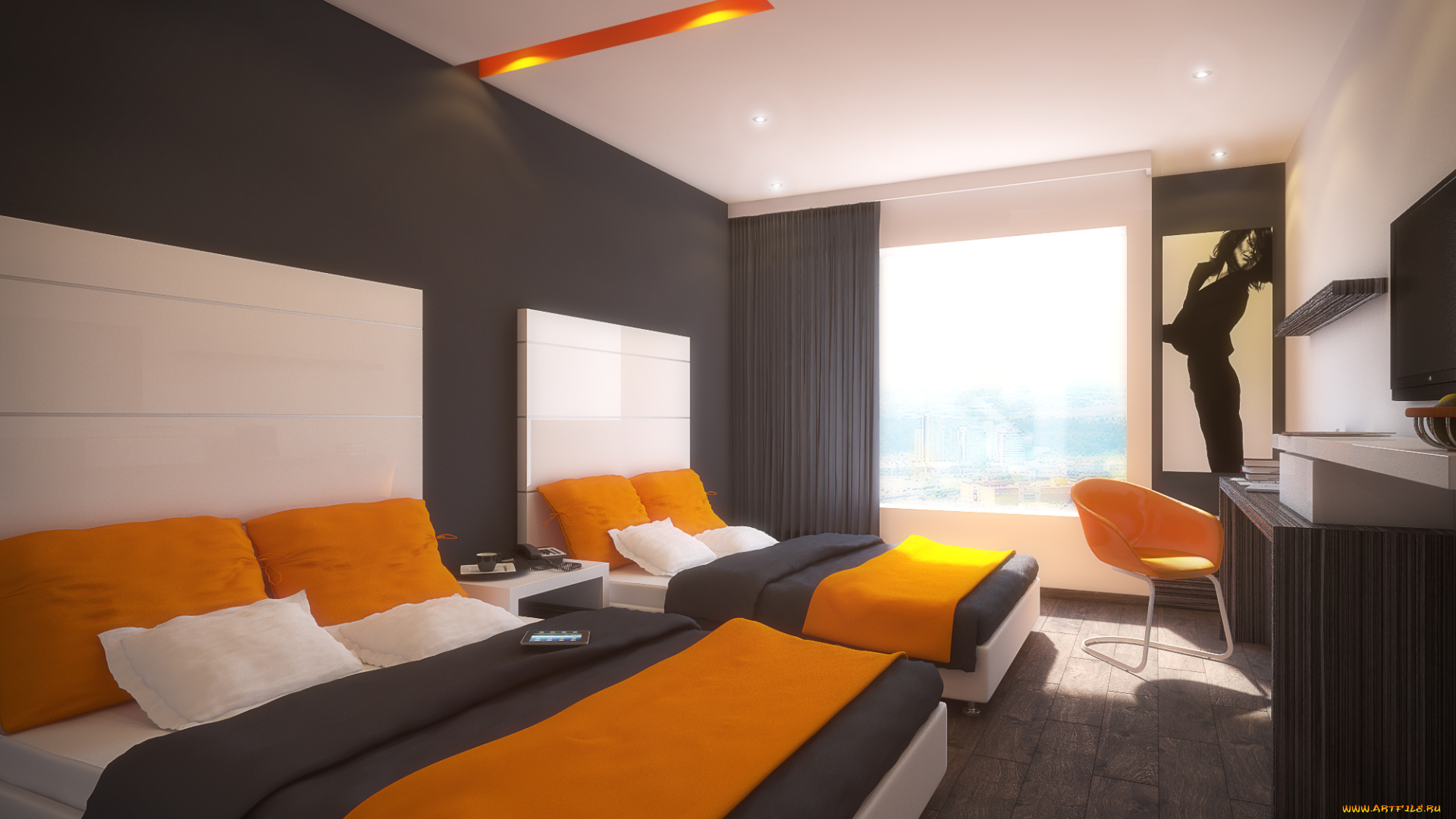 3д, графика, realism, реализм, кровати, спальня