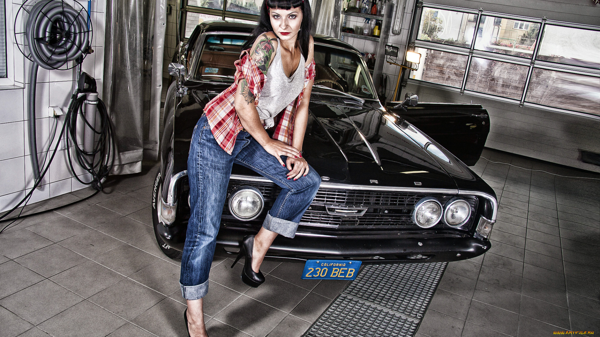 автомобили, авто, девушками, тату, джинсы