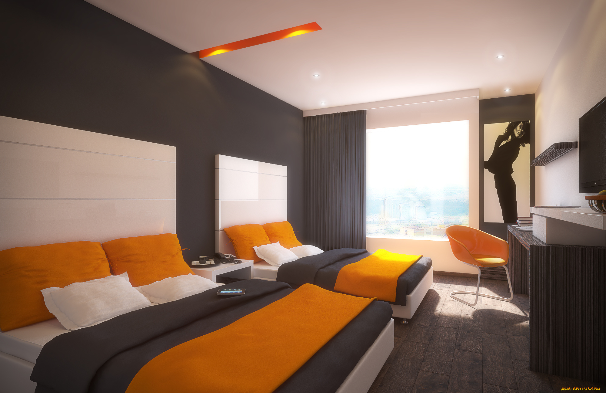 3д, графика, realism, реализм, кровати, спальня