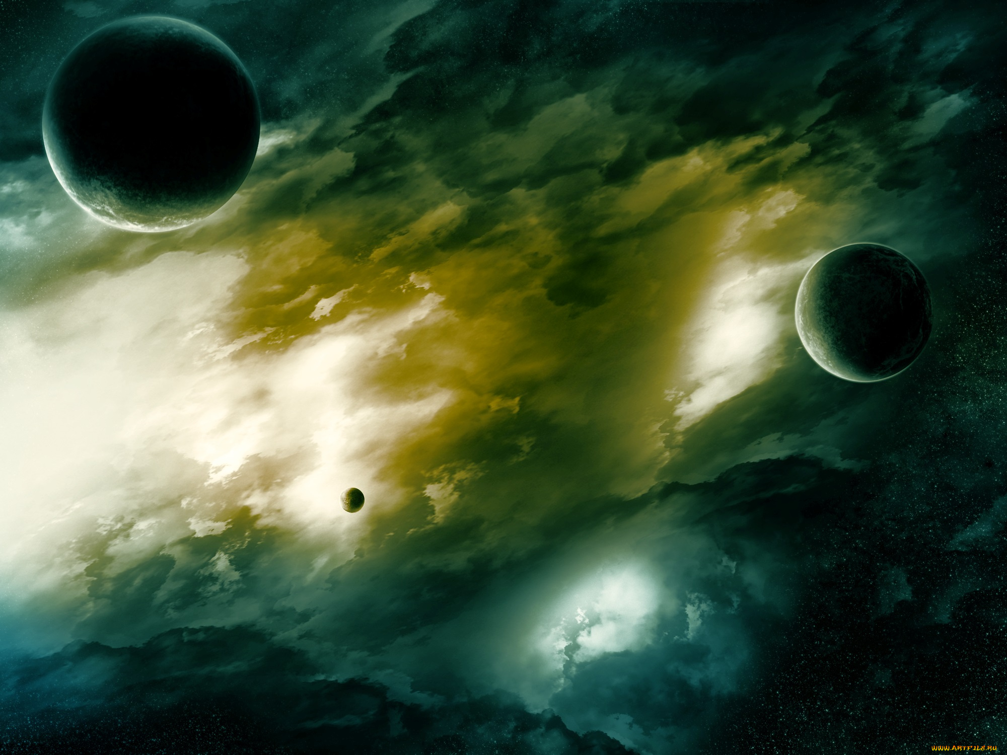 космос, арт, планеты