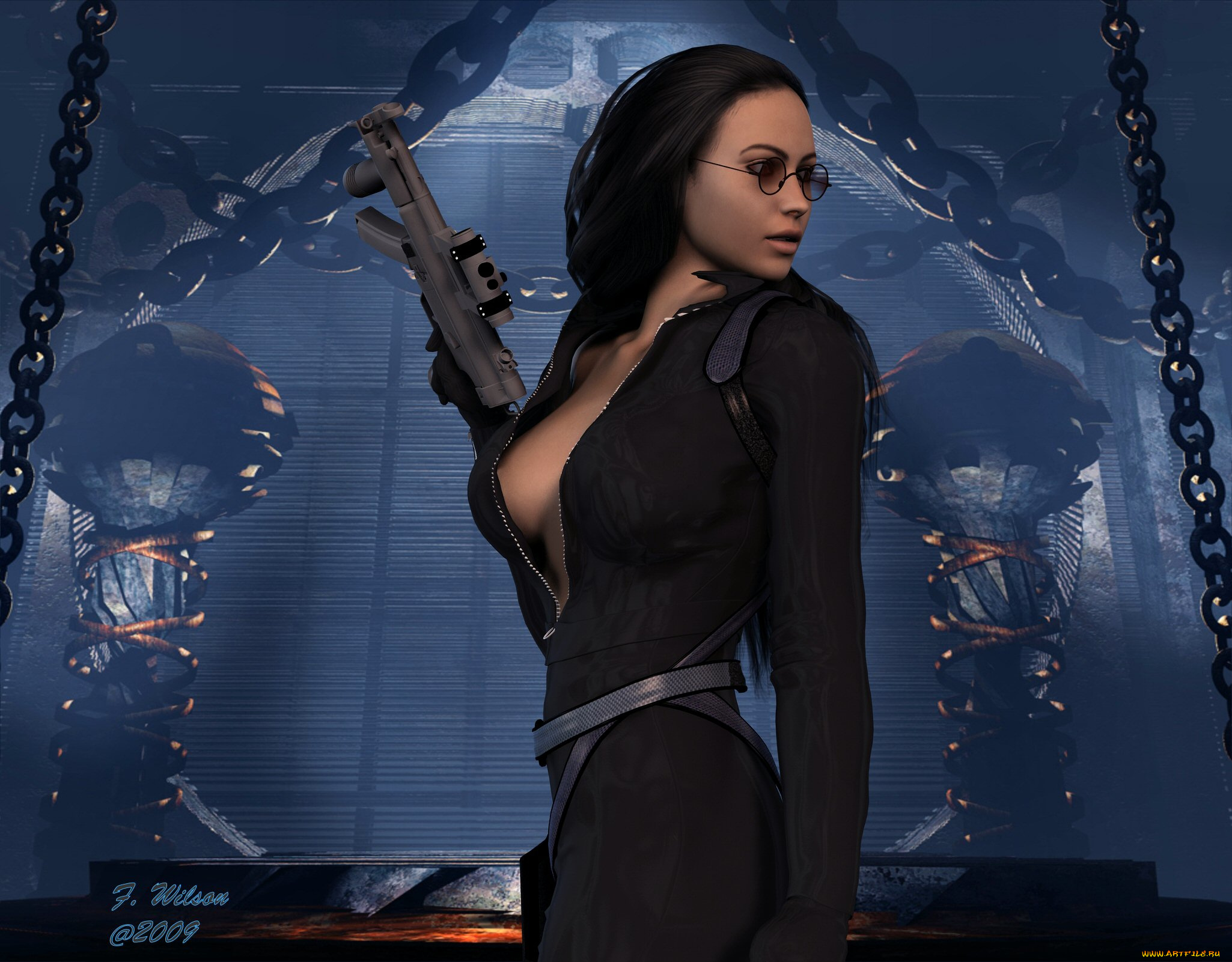 3д, графика, people, люди, девушка, оружие