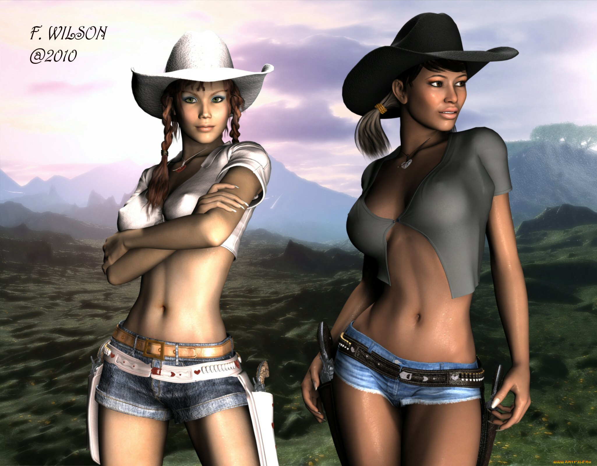 3д, графика, people, люди, девушки, ковбои