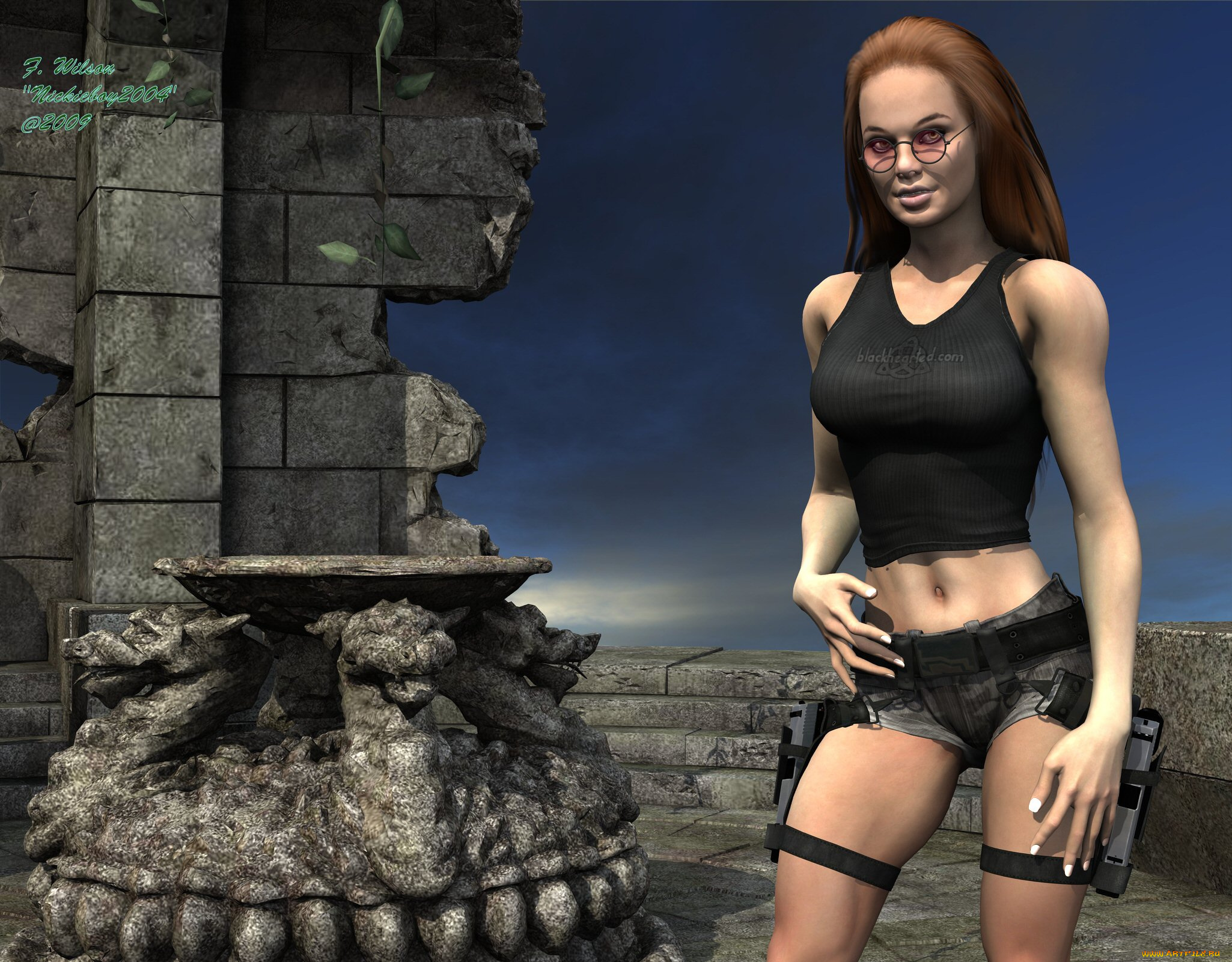 3д, графика, people, люди, оружие, девушка