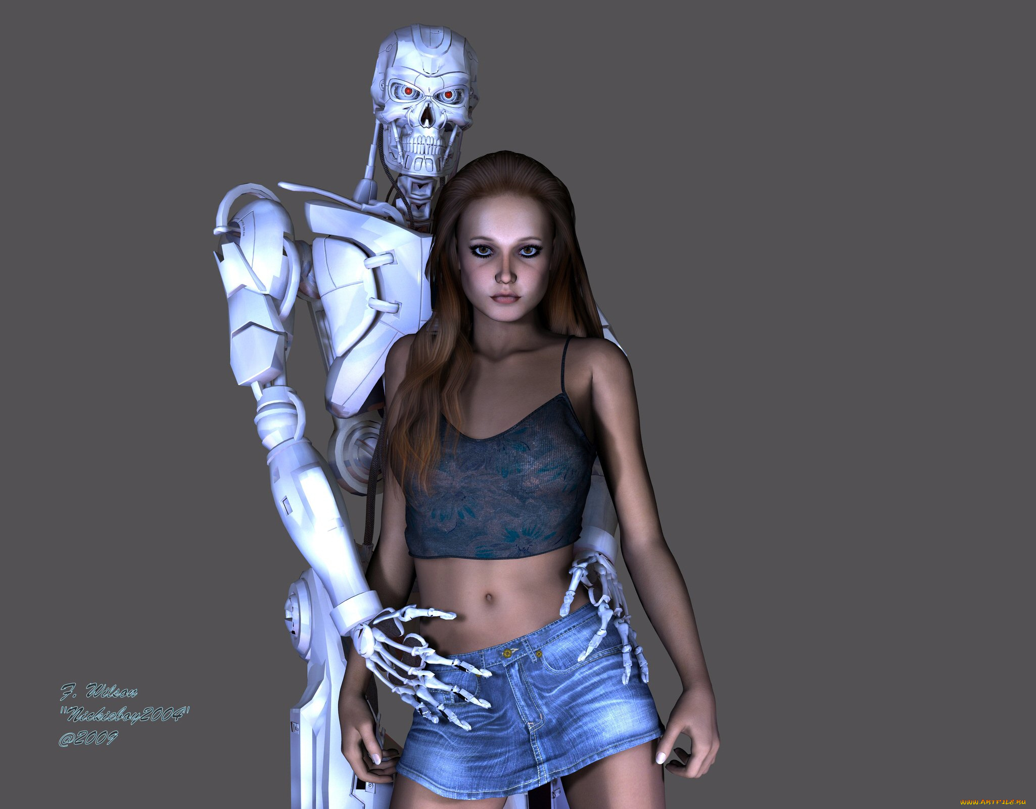 3д, графика, people, люди, робот, девушка