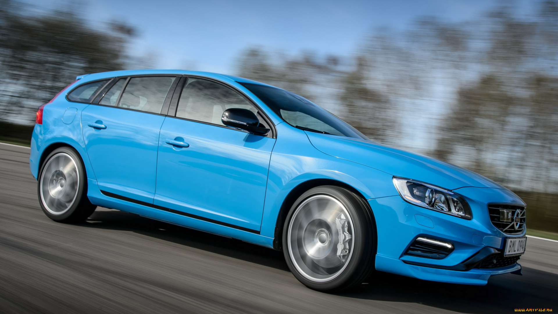 автомобили, volvo, v60, polestar, 2014г, синий