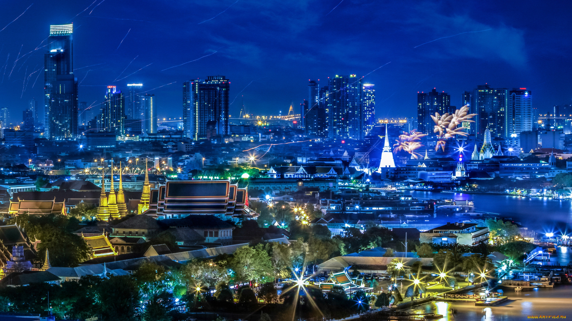 таиланд, , бангкок, города, бангкок, , таиланд, дома, огни, ночь, небоскребы, бангкок