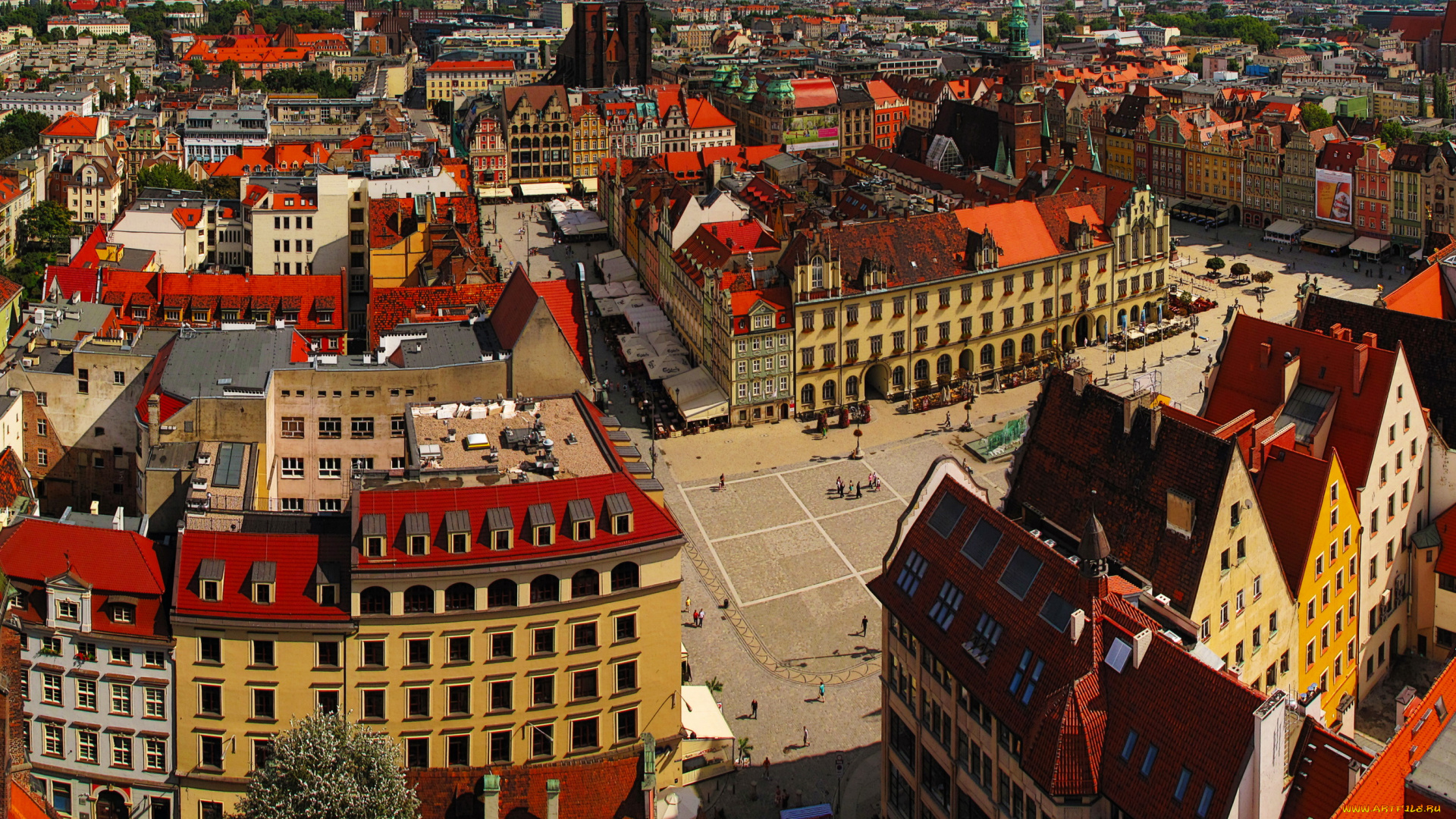 вроцлав, польша, города, -, панорамы, вроцлав, дома, панорама, польша