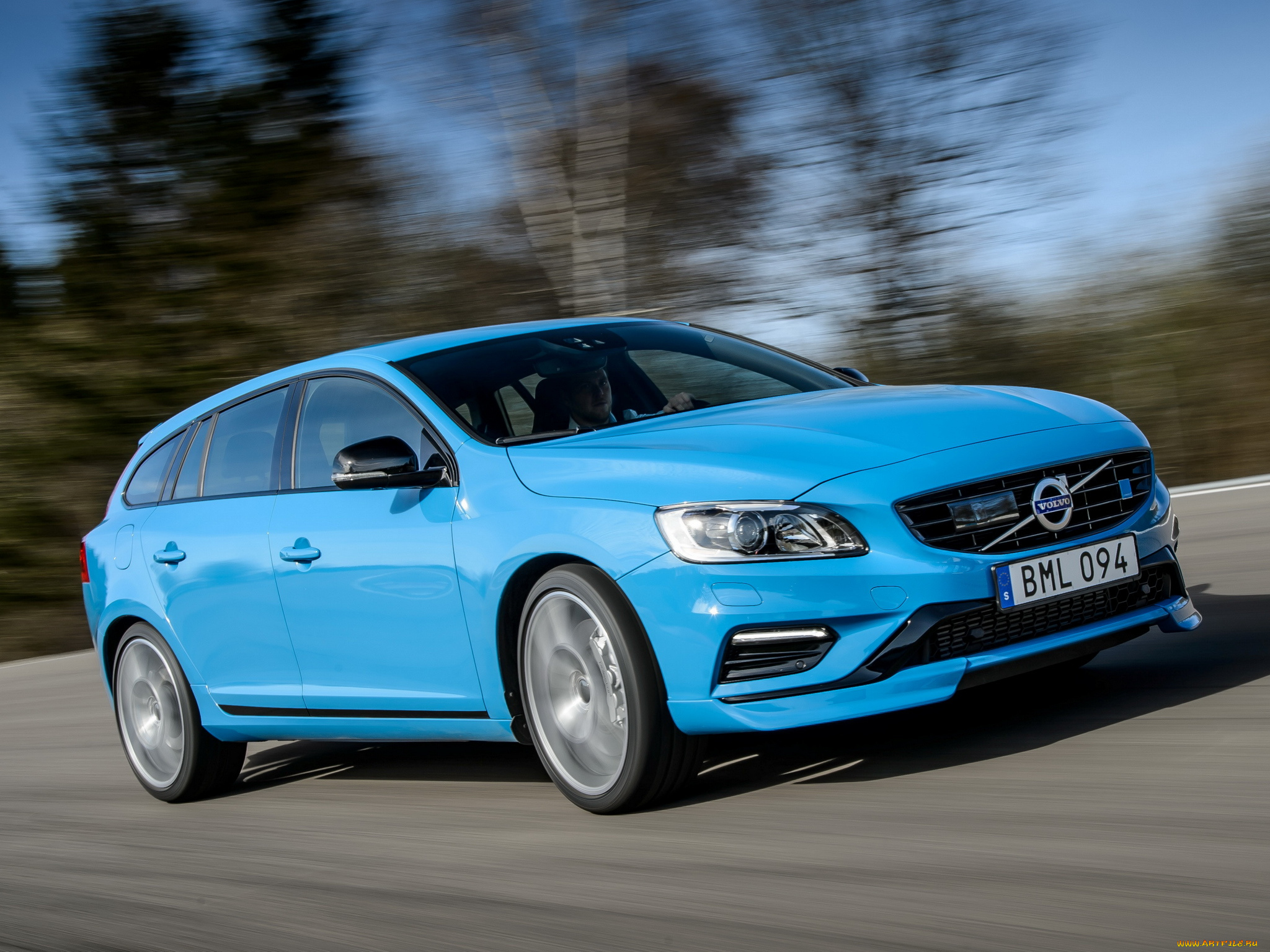 автомобили, volvo, v60, polestar, 2014г, синий