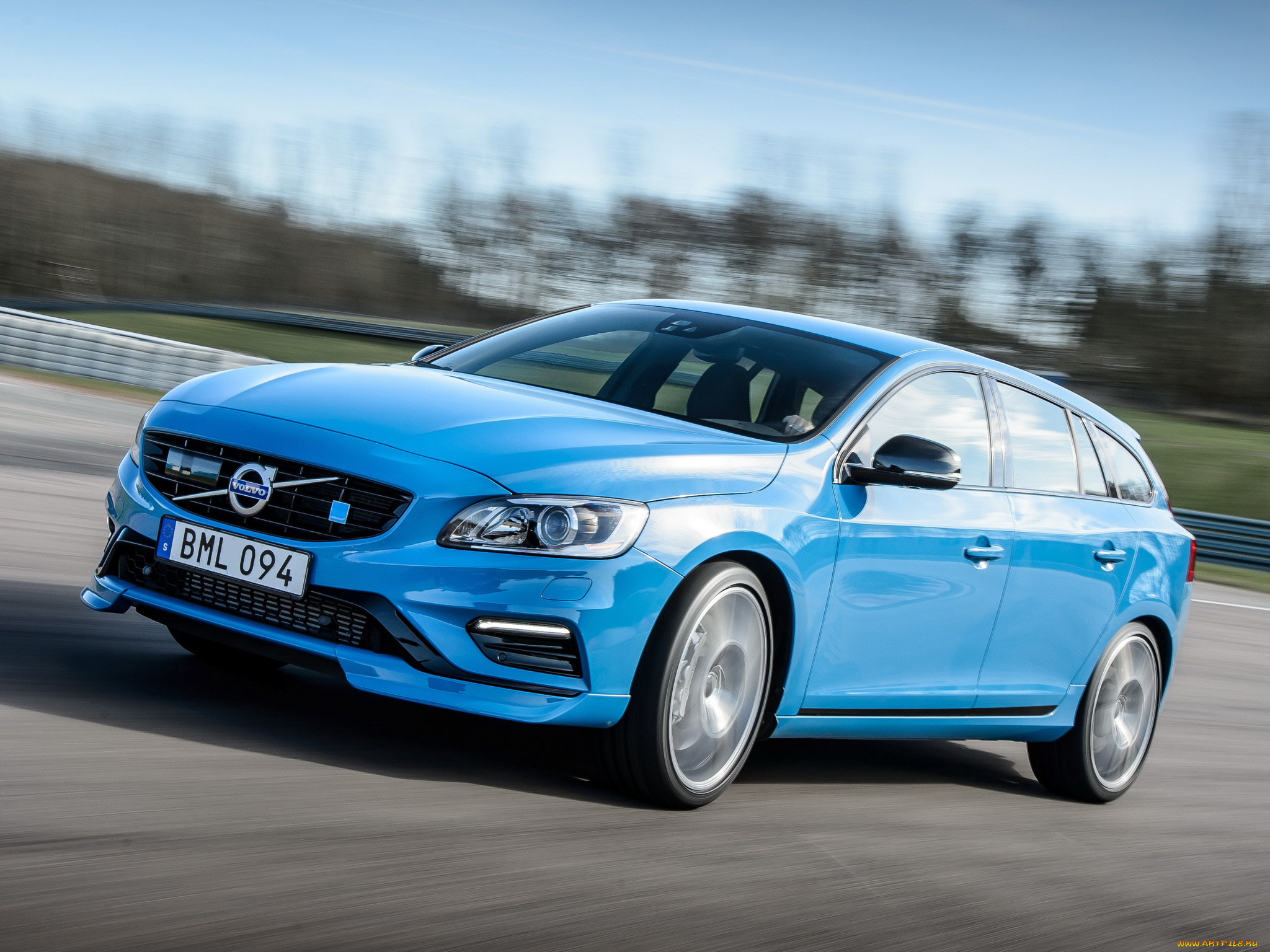 автомобили, volvo, v60, polestar, 2014г, синий