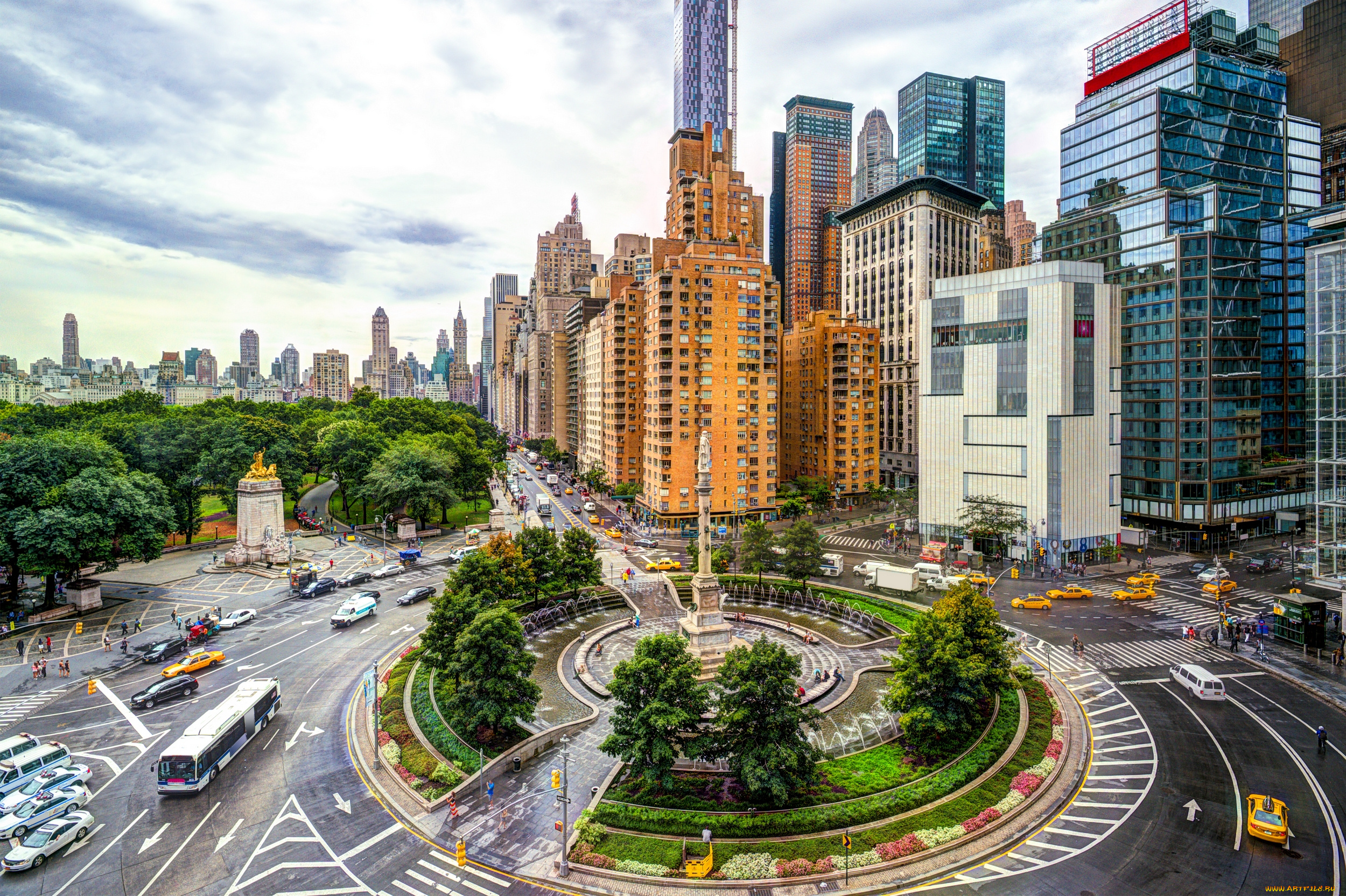 columbus, circle, , manhattan, , new, york, city, города, нью-йорк, , сша, колонна, памятник, здания, нью-йорк, манхэттен, площадь, колумба, new, york, city, manhattan, columbus, circle, транспорт