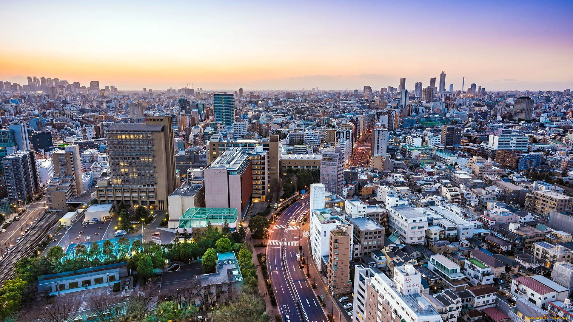 города, токио, , Япония, панорама