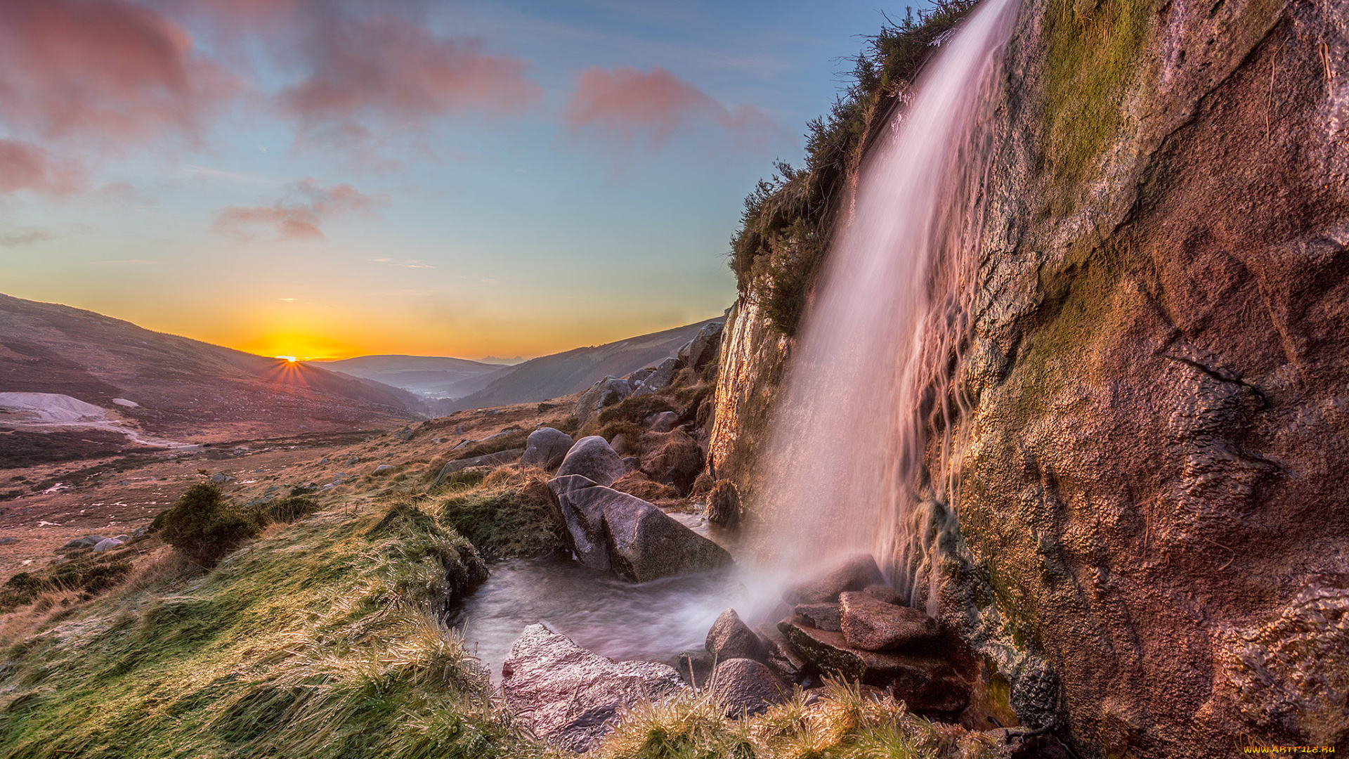 природа, водопады, лес, река, водопад